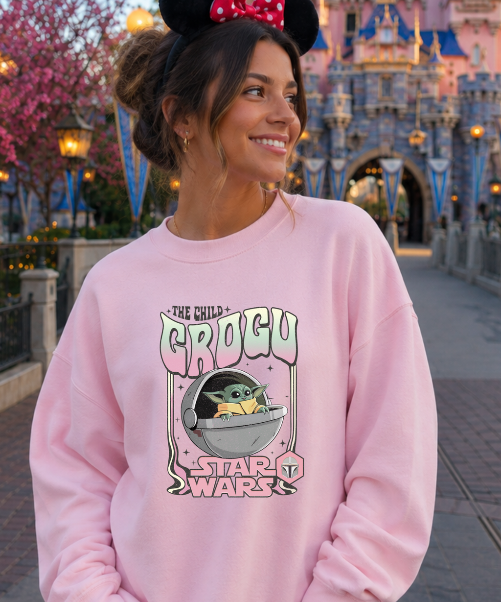 The Child Grogu - Tshirt/Sweatshirt - White/Pink