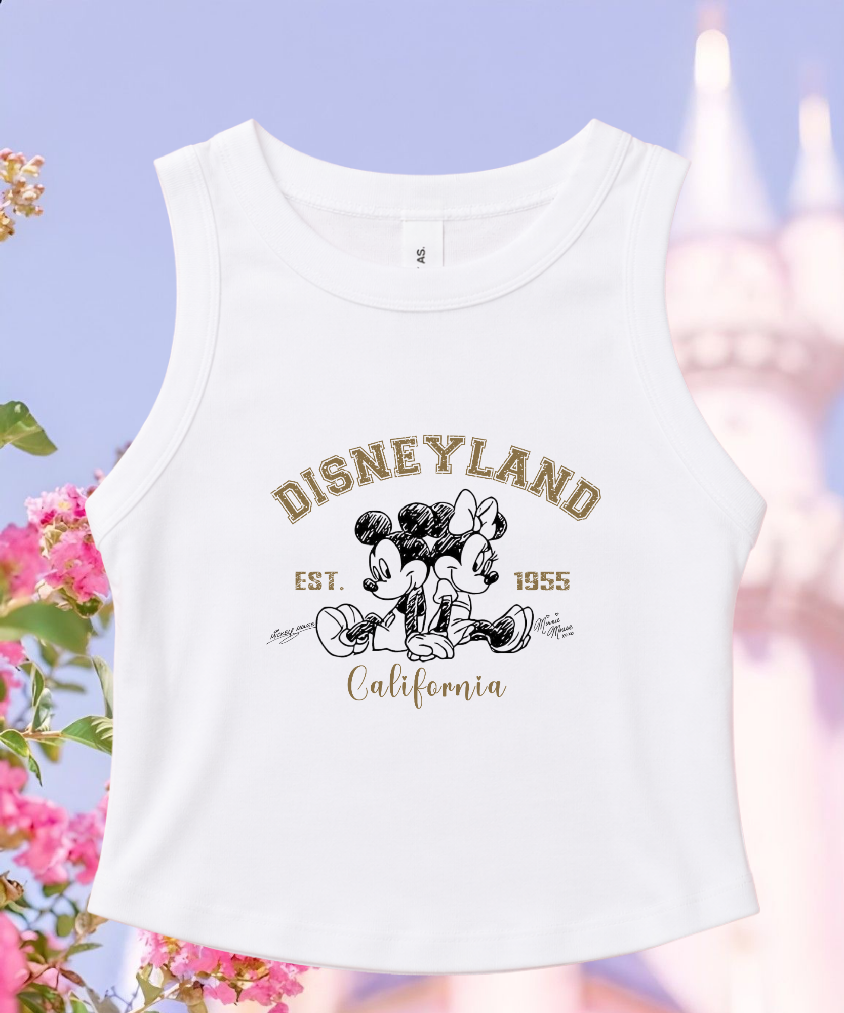 California Mouse - Cropped Tee/Cropped Vest/Spaghetti Strap Tank Top - White
