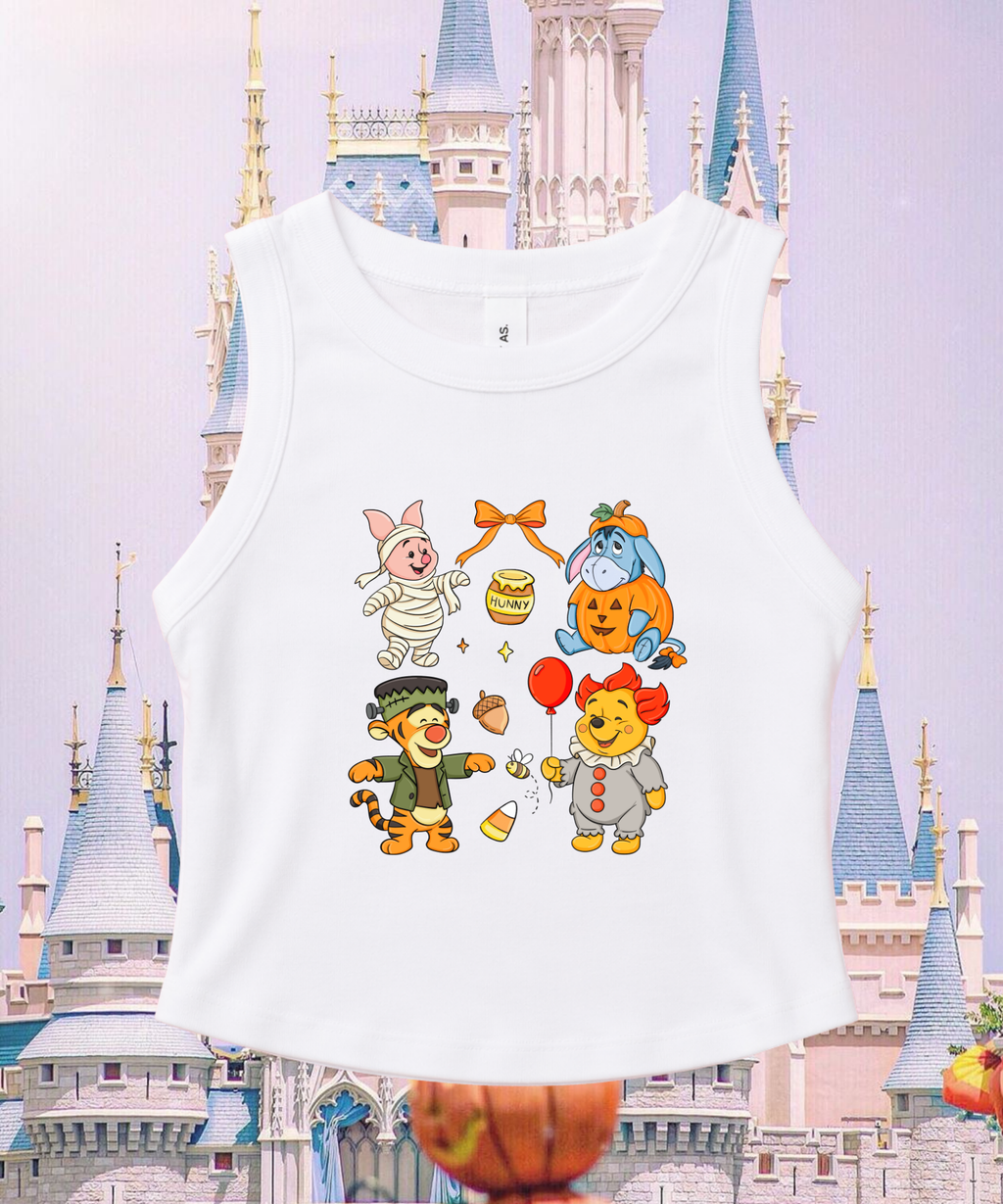 Pooh & Friends Spooky Halloween - Cropped Tee/Cropped Vest - White/Black