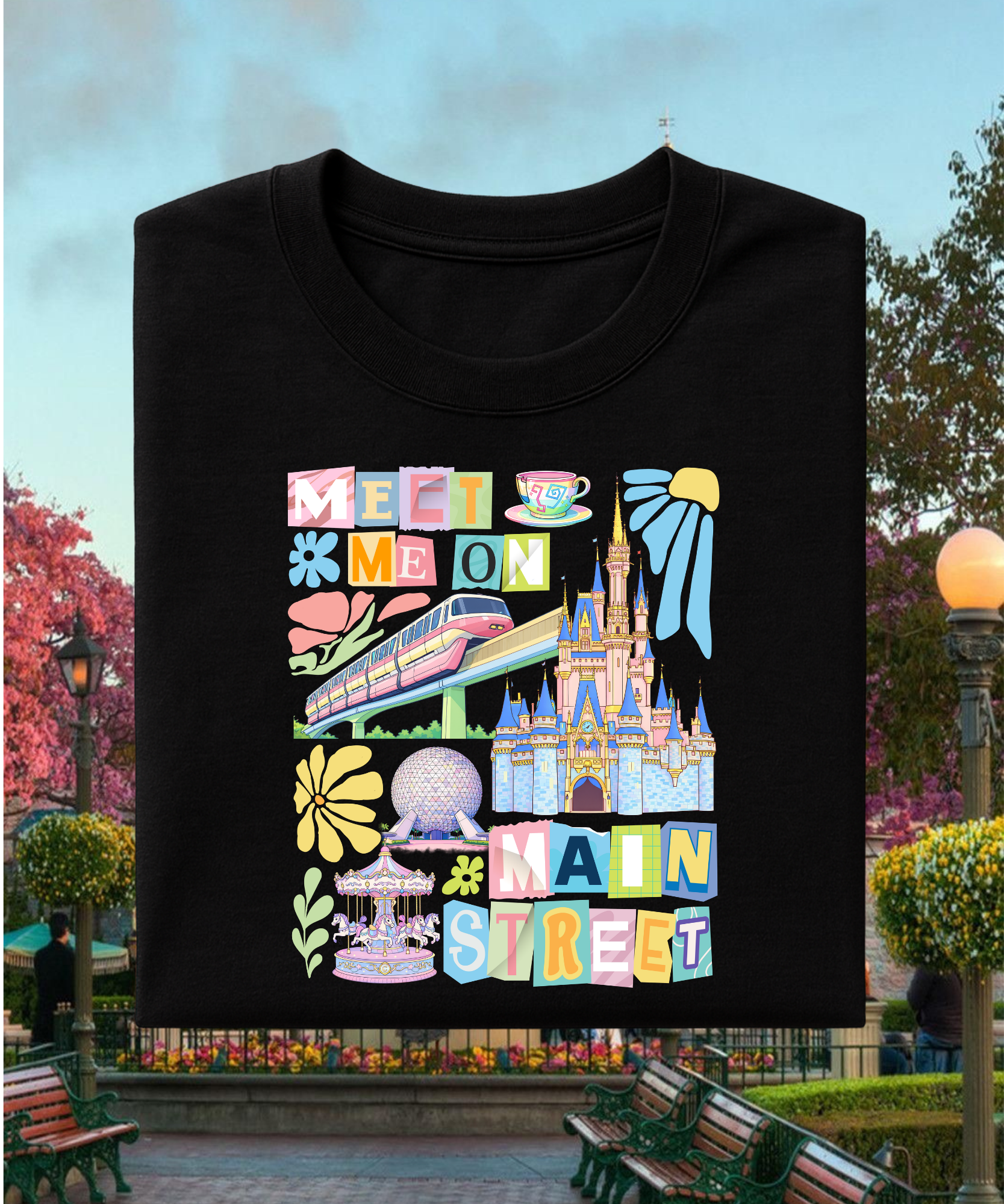 Main Street Pastels - Tshirt - White/Pink/Blue/Black