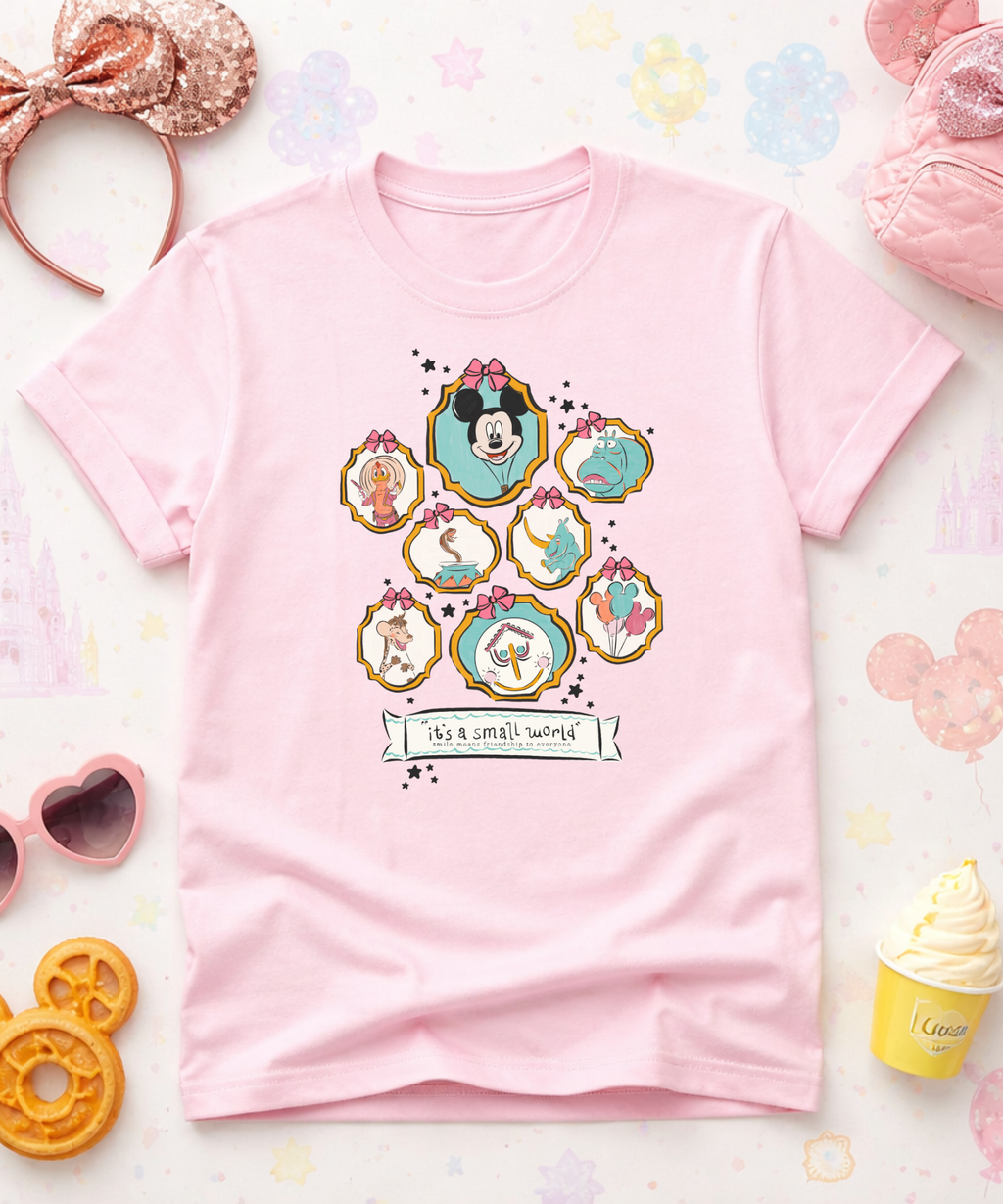 It’s A Small World - Tshirt - White/Pink