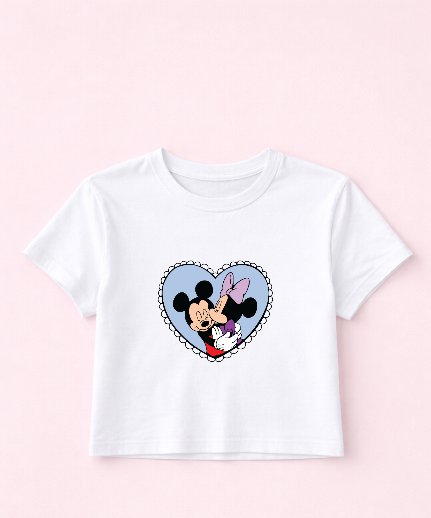 Minnie Mickey Love - Cropped Tee - White