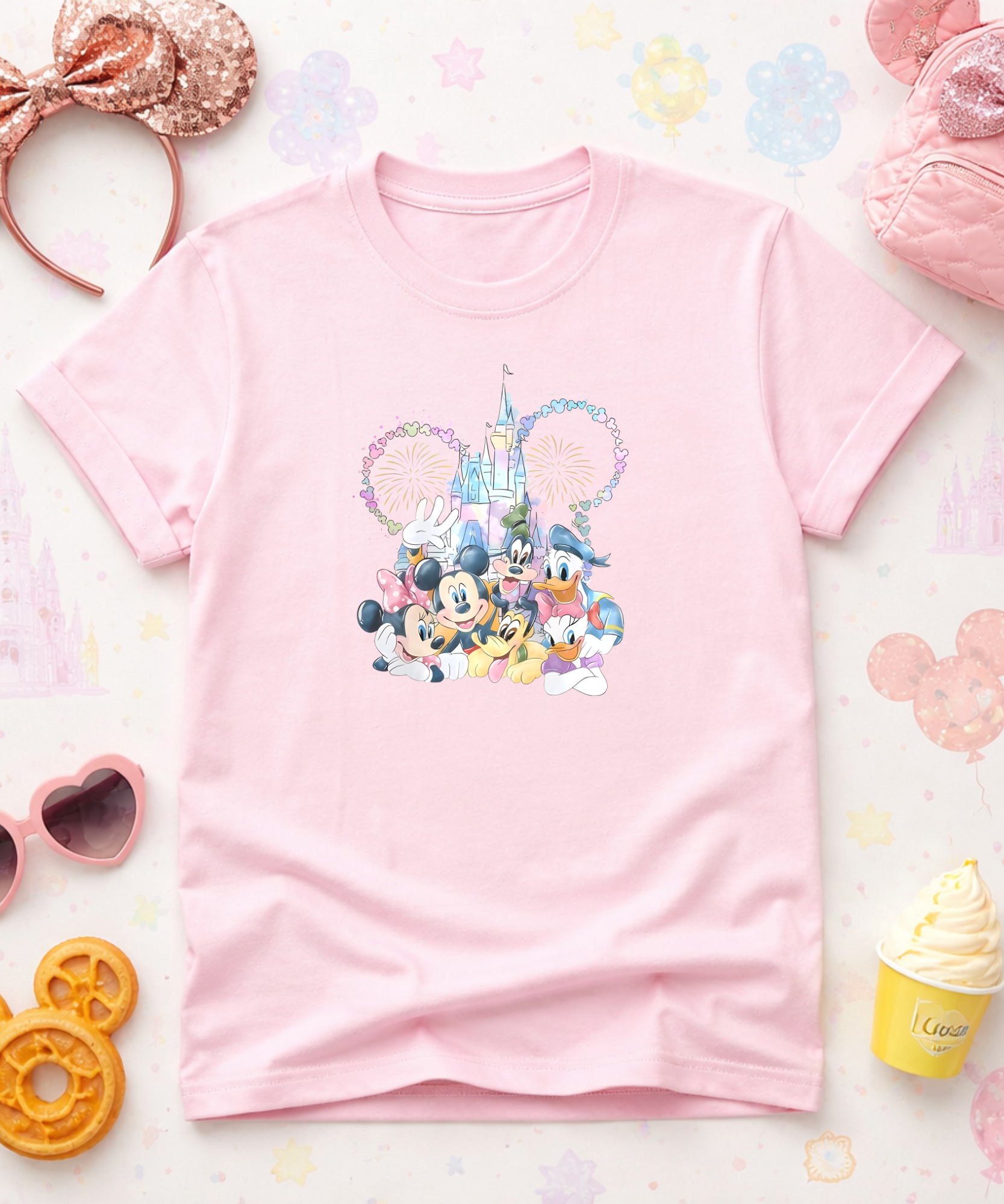 Pastel Mouse & Friends - Tshirt/Sweatshirt - White/Pink