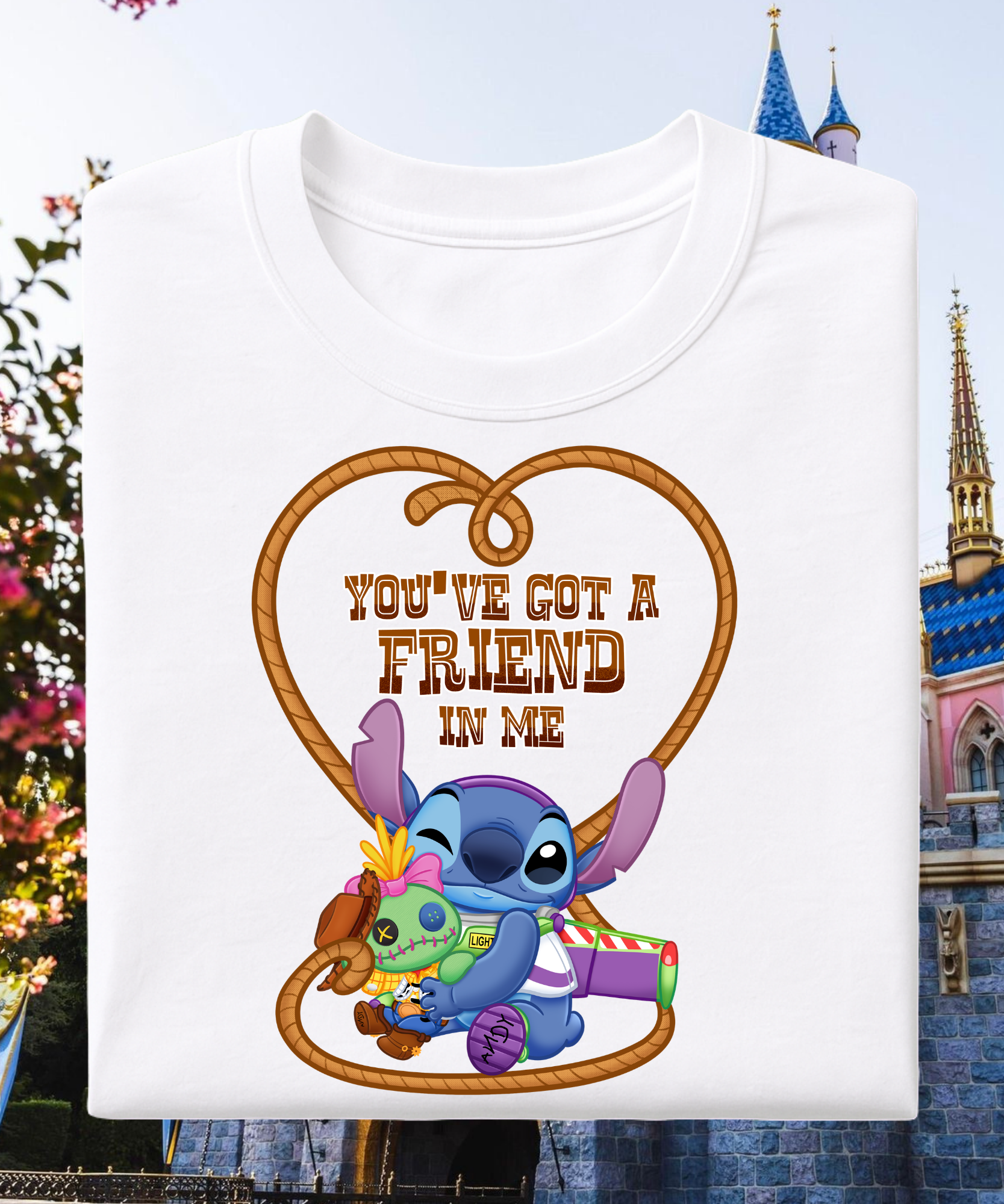 You’ve Got a Friend In Me Stitch - Tshirt - White/Blue/Pink/Red
