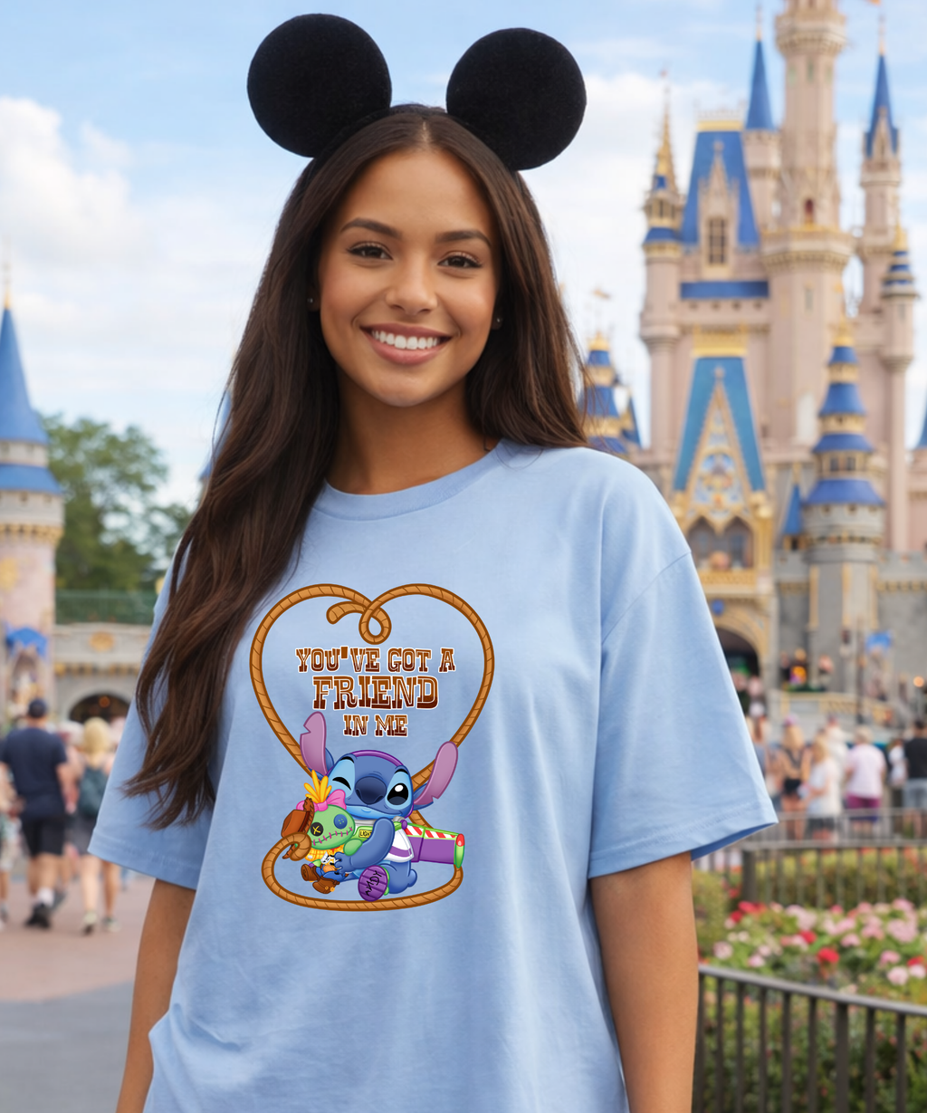 You’ve Got a Friend In Me Stitch - Tshirt - White/Blue/Pink/Red