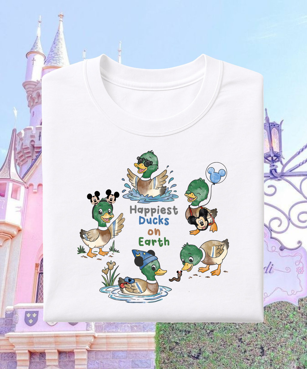 Happiest Ducks On Earth Exclusive - Tshirt - White/Pink/Blue