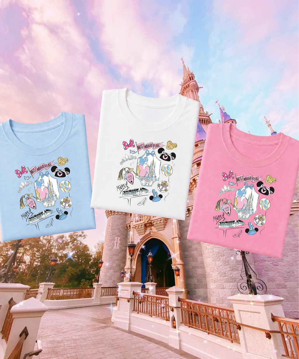 Most Magical Place Scattered - Tshirt/Sweatshirt - White/Pink/Blue