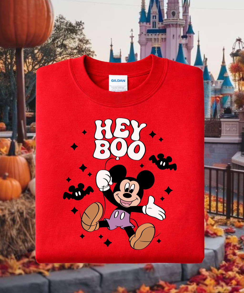Hey Boo Mickey Halloween - Tshirt - White/Pink/Purple/Red