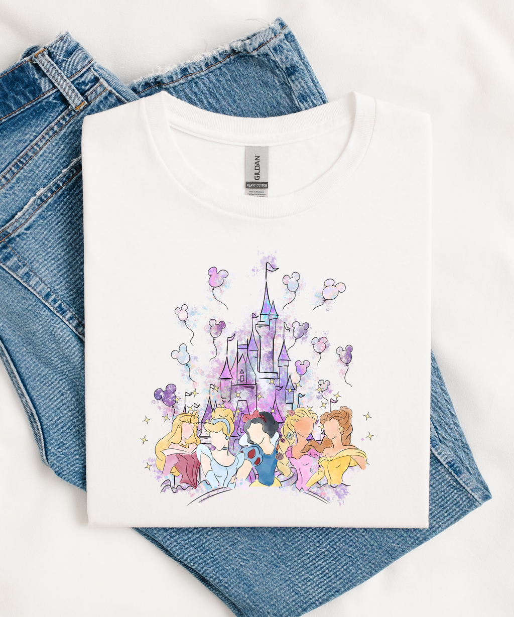 Watercolour Princesses - Tshirt - White