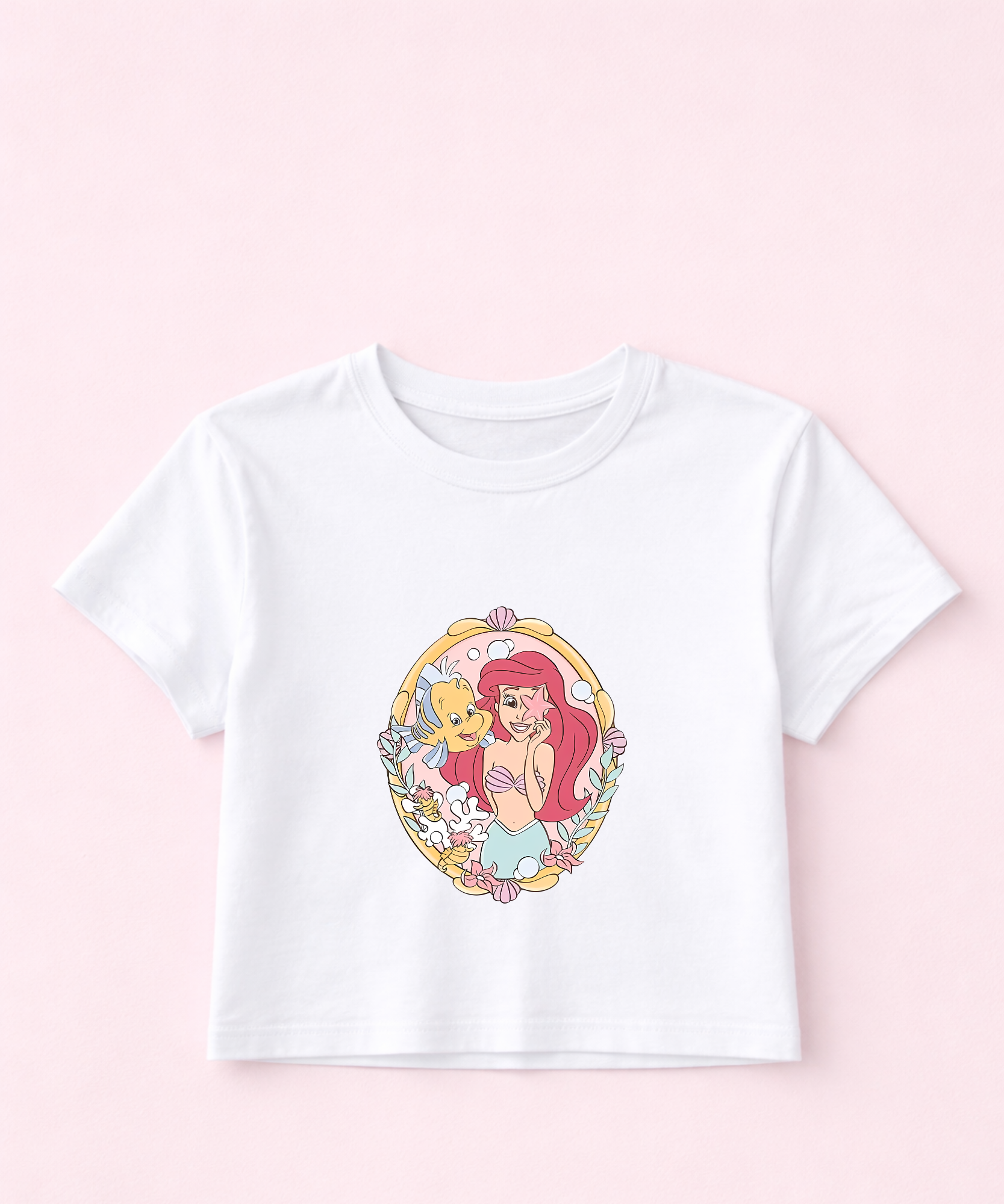Ariel & Flounder - Cropped Tee/Cropped Vest - White