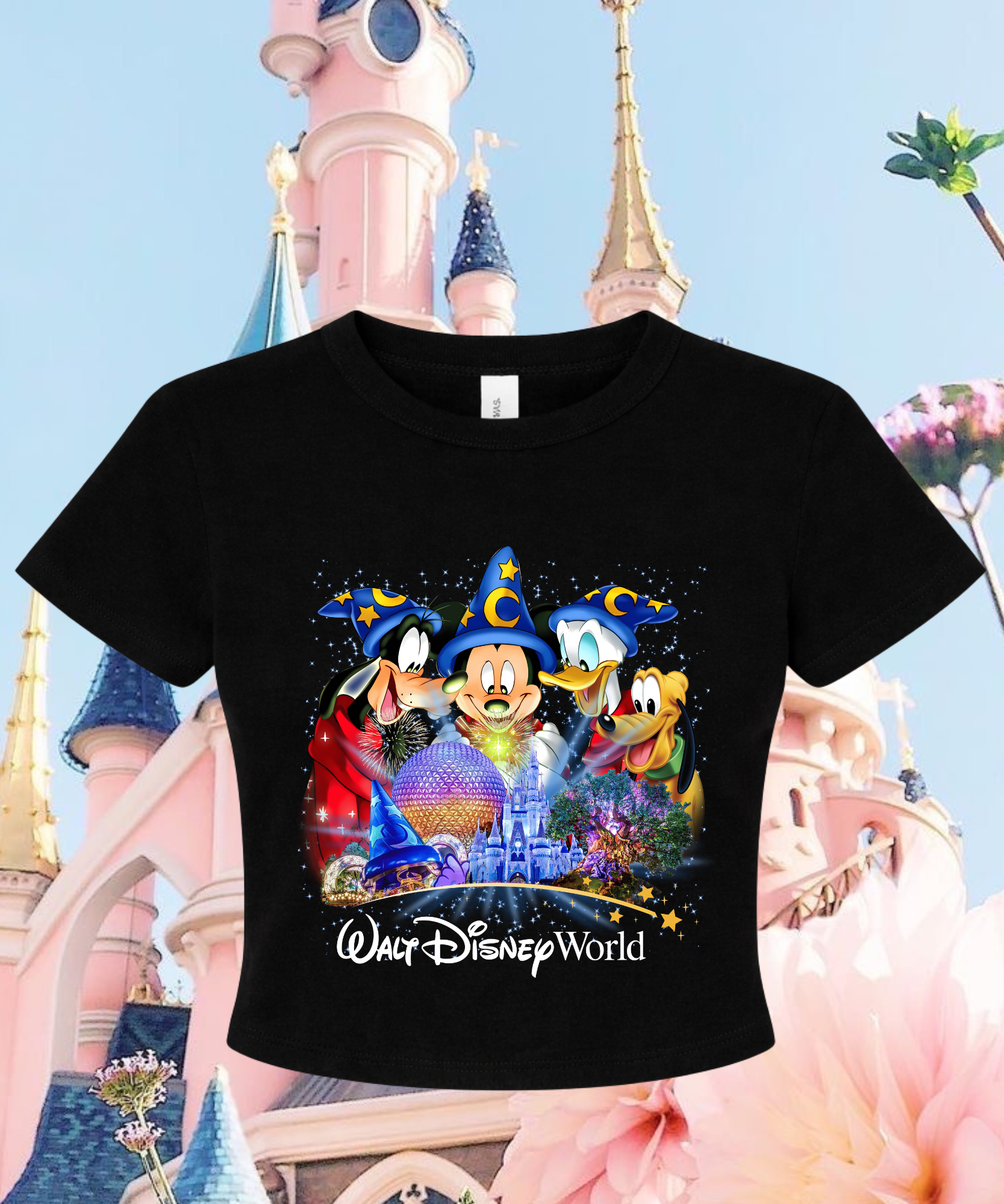 WDW Mouse & Friends Hats - Cropped Tee/Cropped Vest - Black