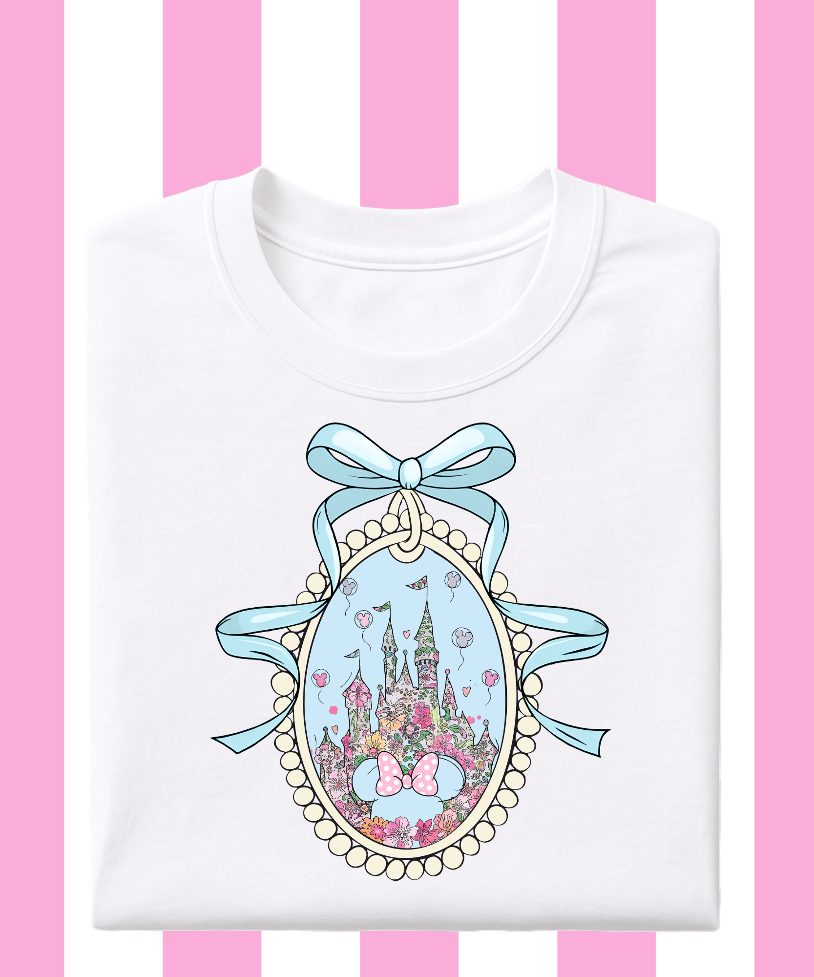 Floral Castle Ribbon Frame - Tshirt