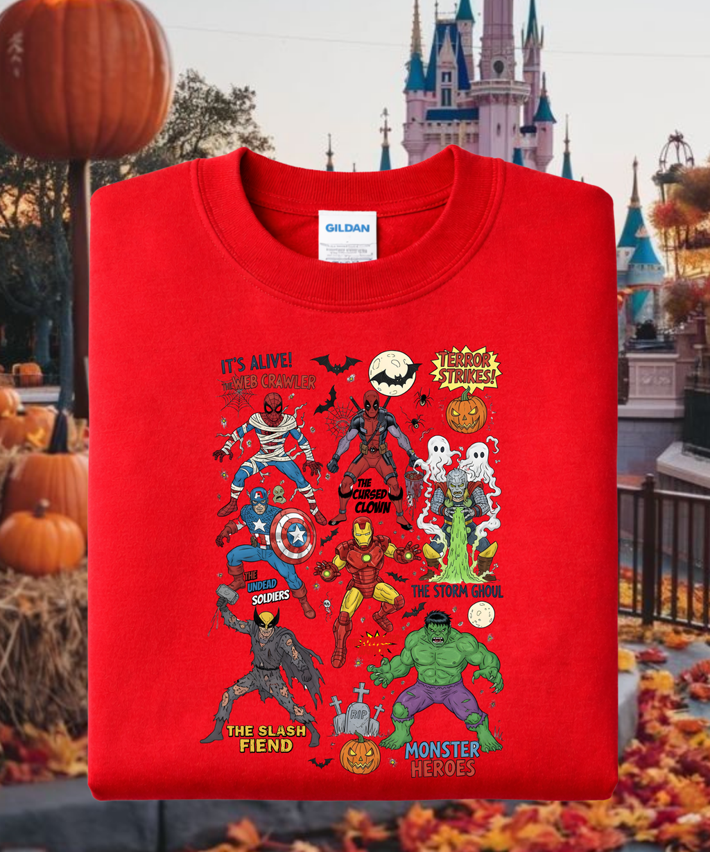 Superhero Halloween - Tshirt - White/Red/Purple