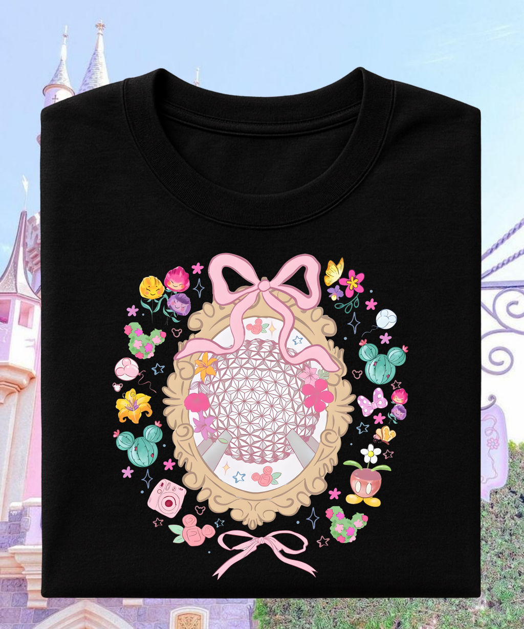 Epcot Flowers - Tshirt - Pink/Navy/Black