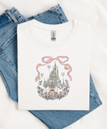 Floral Frame Castle - Tshirt - White/Pink/Blue