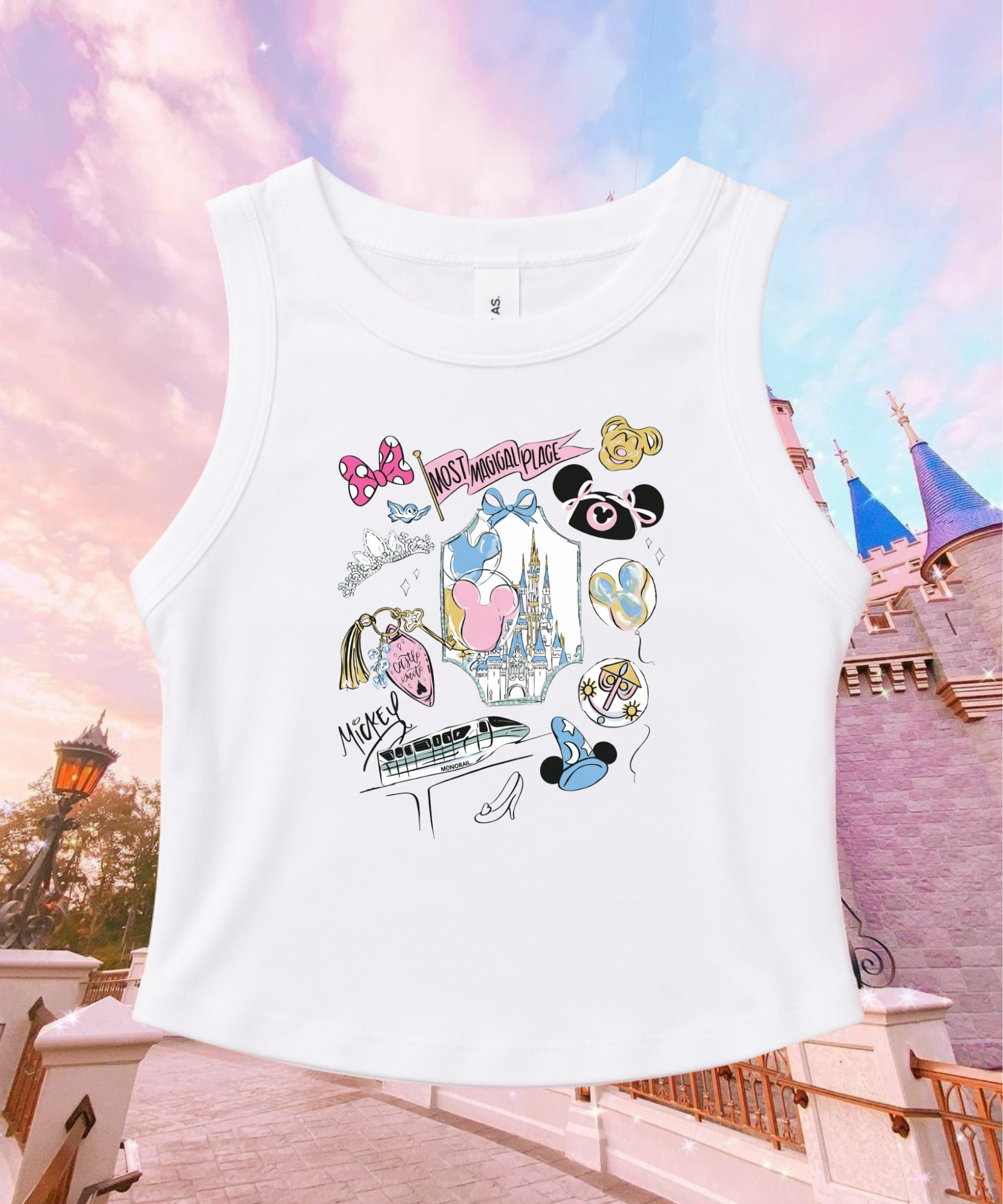 Most Magical Place Scattered - Cropped Tee/Cropped Vest