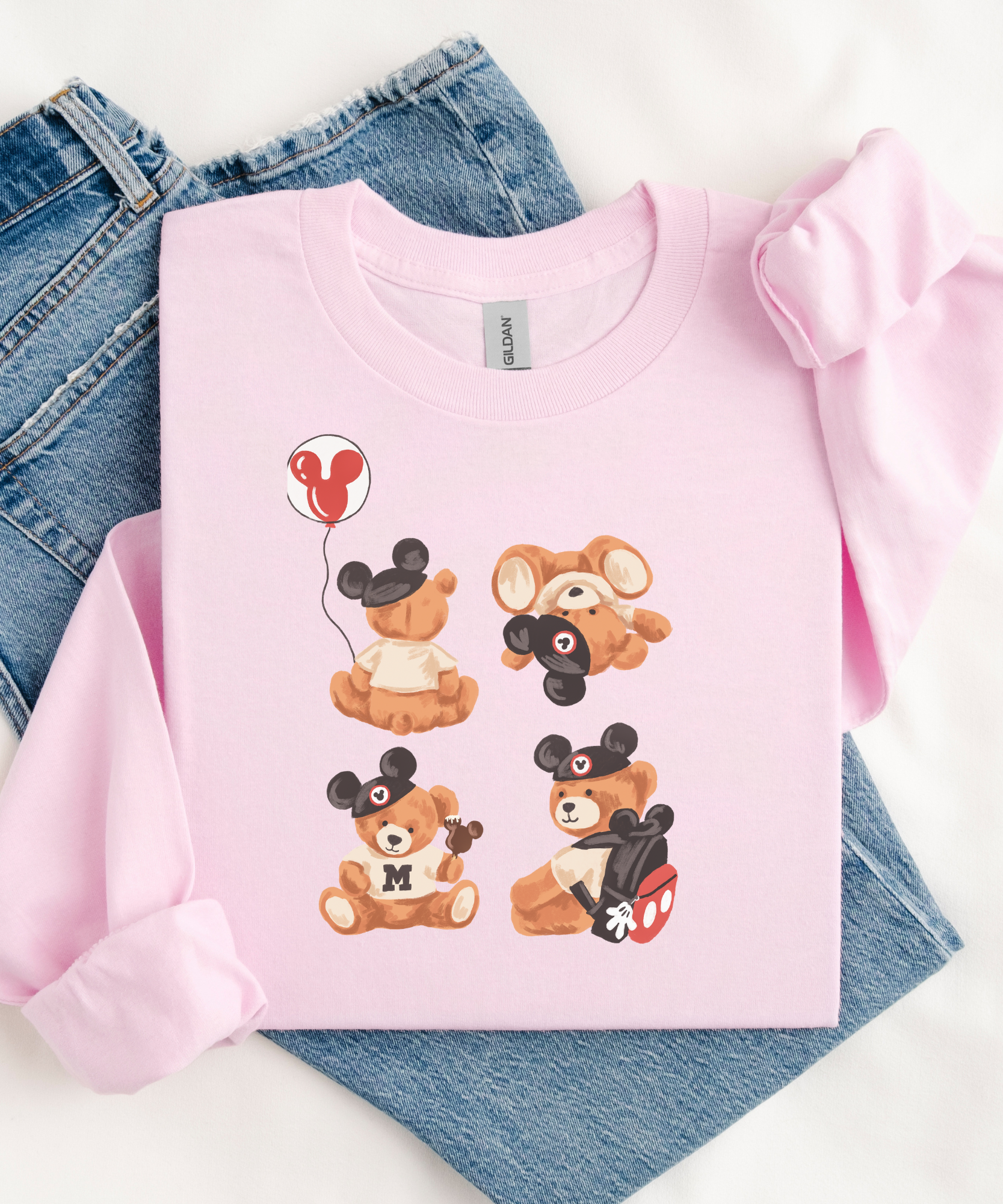 Mickey Bear - Tshirt/Sweatshirt - White/Pink