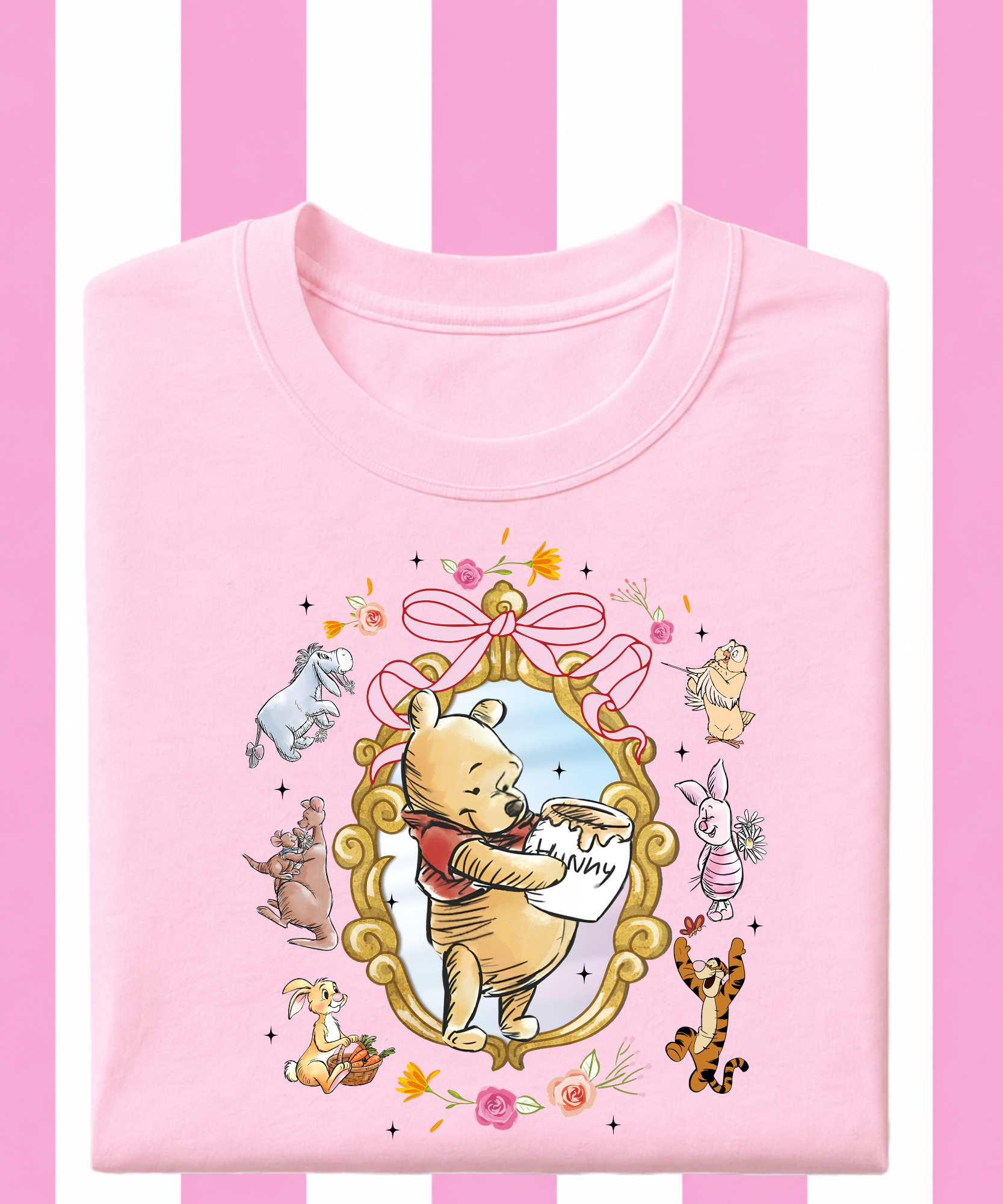 Pooh Floral Frame - Tshirt