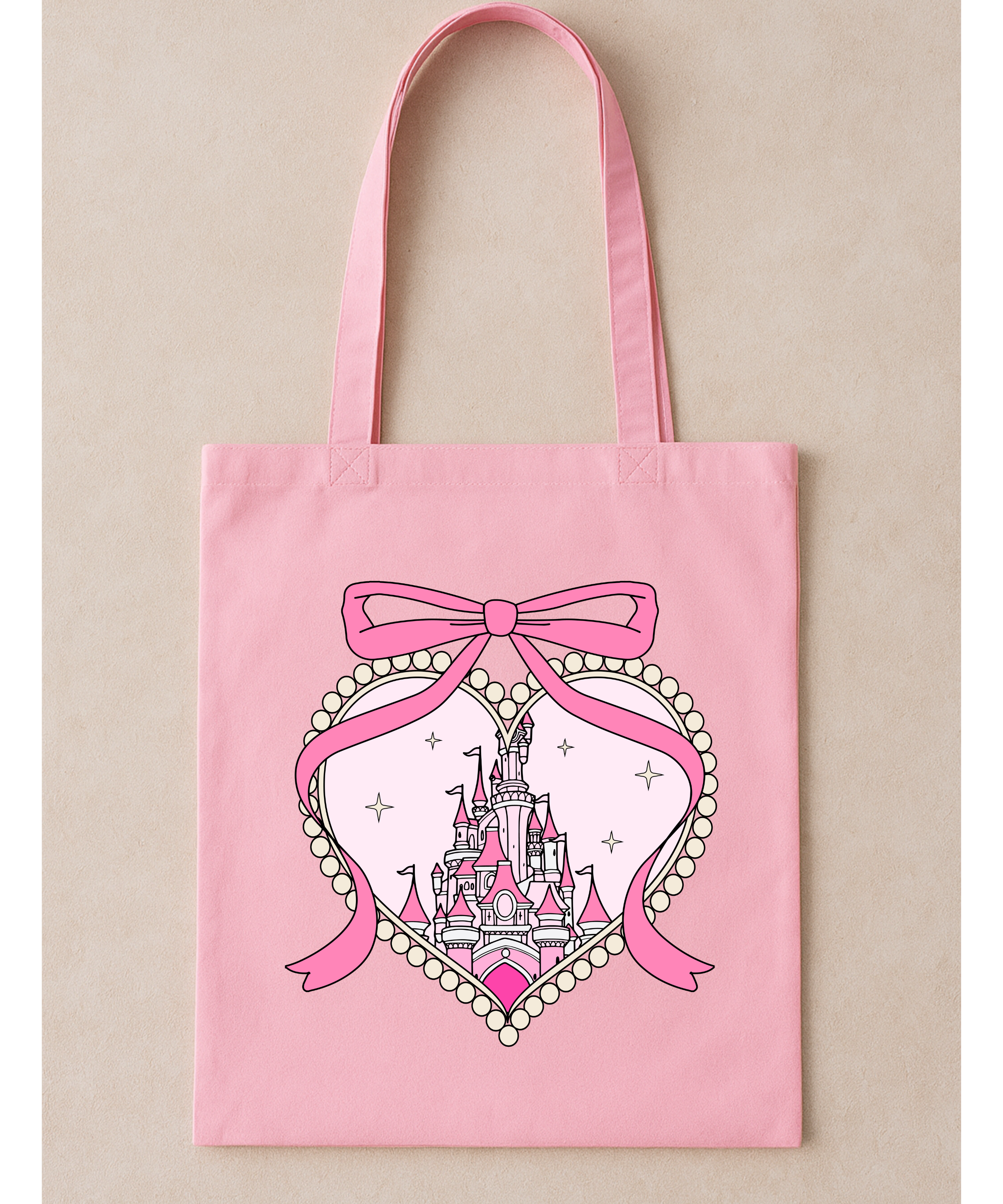 Pink Castle Heart Tote Bag