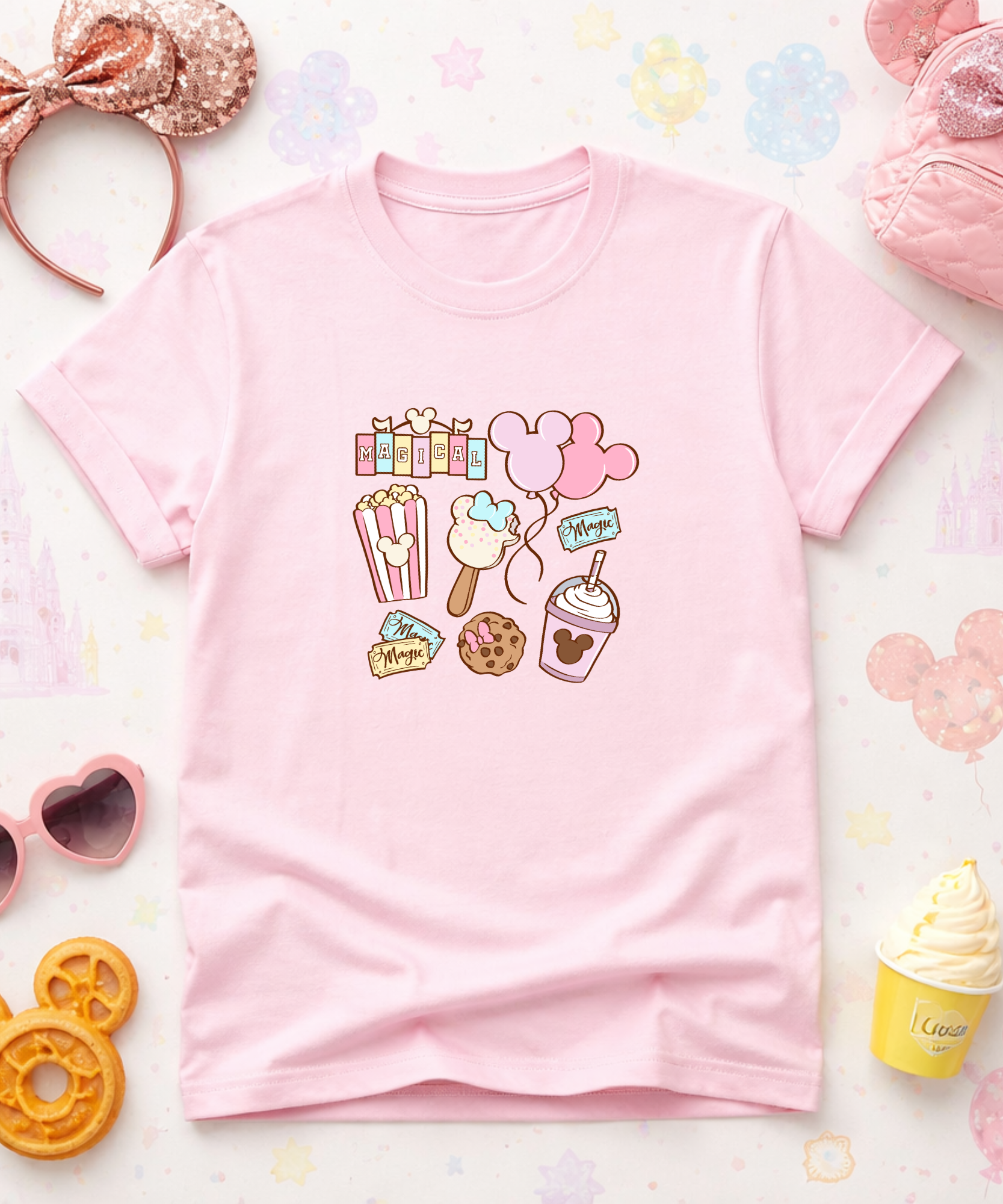Magical Snacks - Tshirt - White/Pink