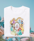 Princesses Castle Frame - Tshirt - White/Navy/Pink