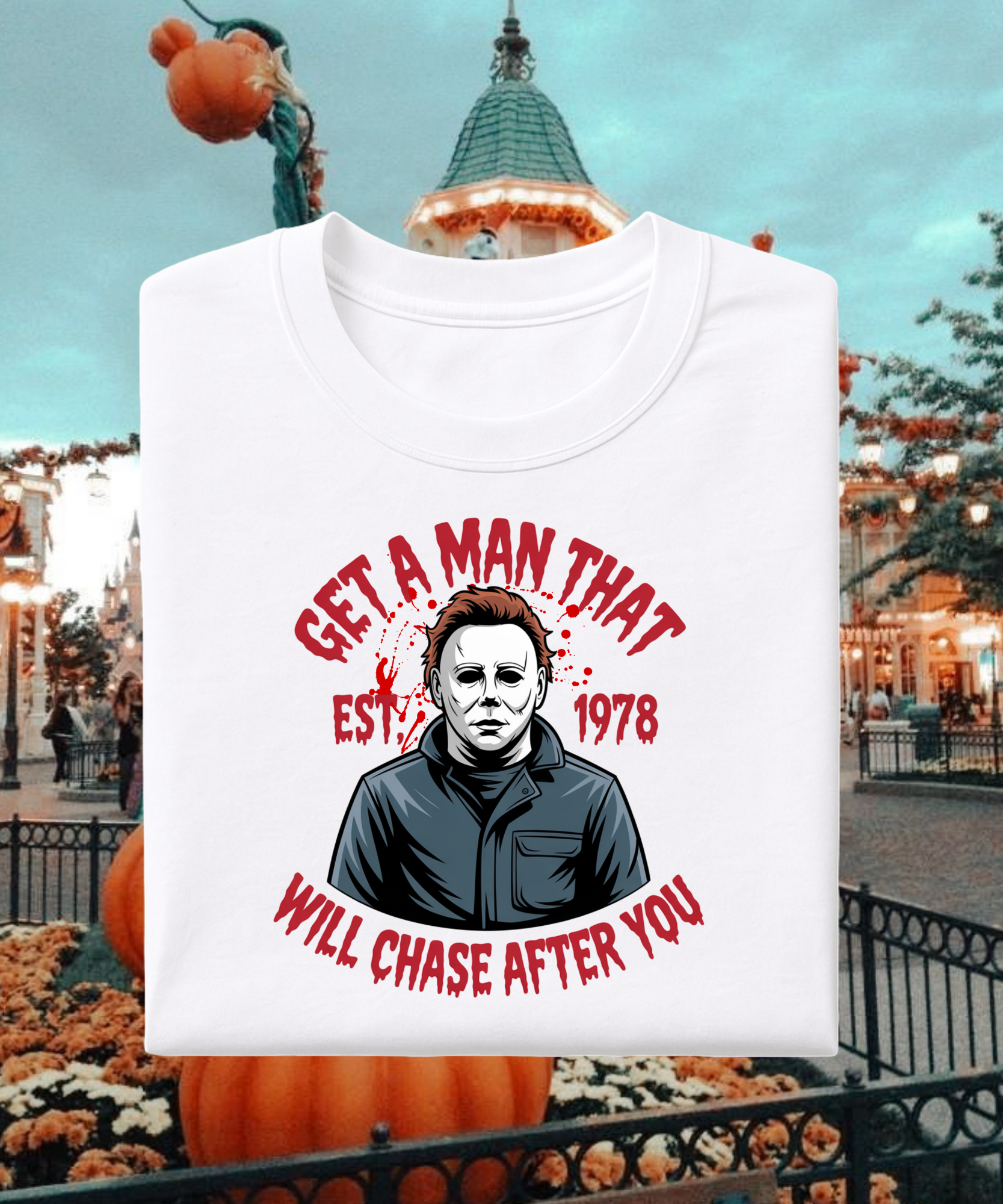 Get A Man Halloween - Tshirt - White/Black