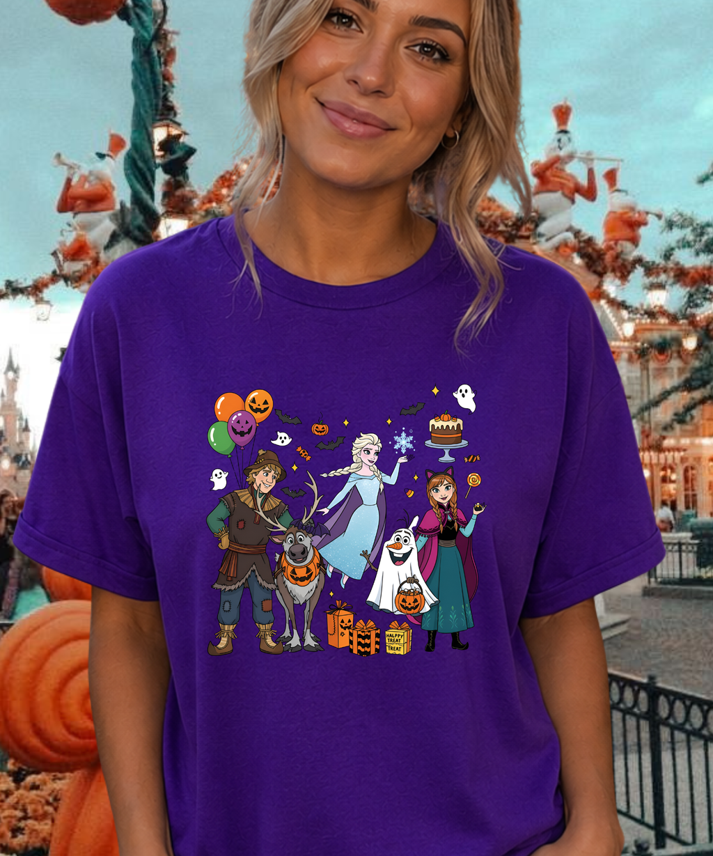 Frozen Halloween - Tshirt - White/Pink/Purple