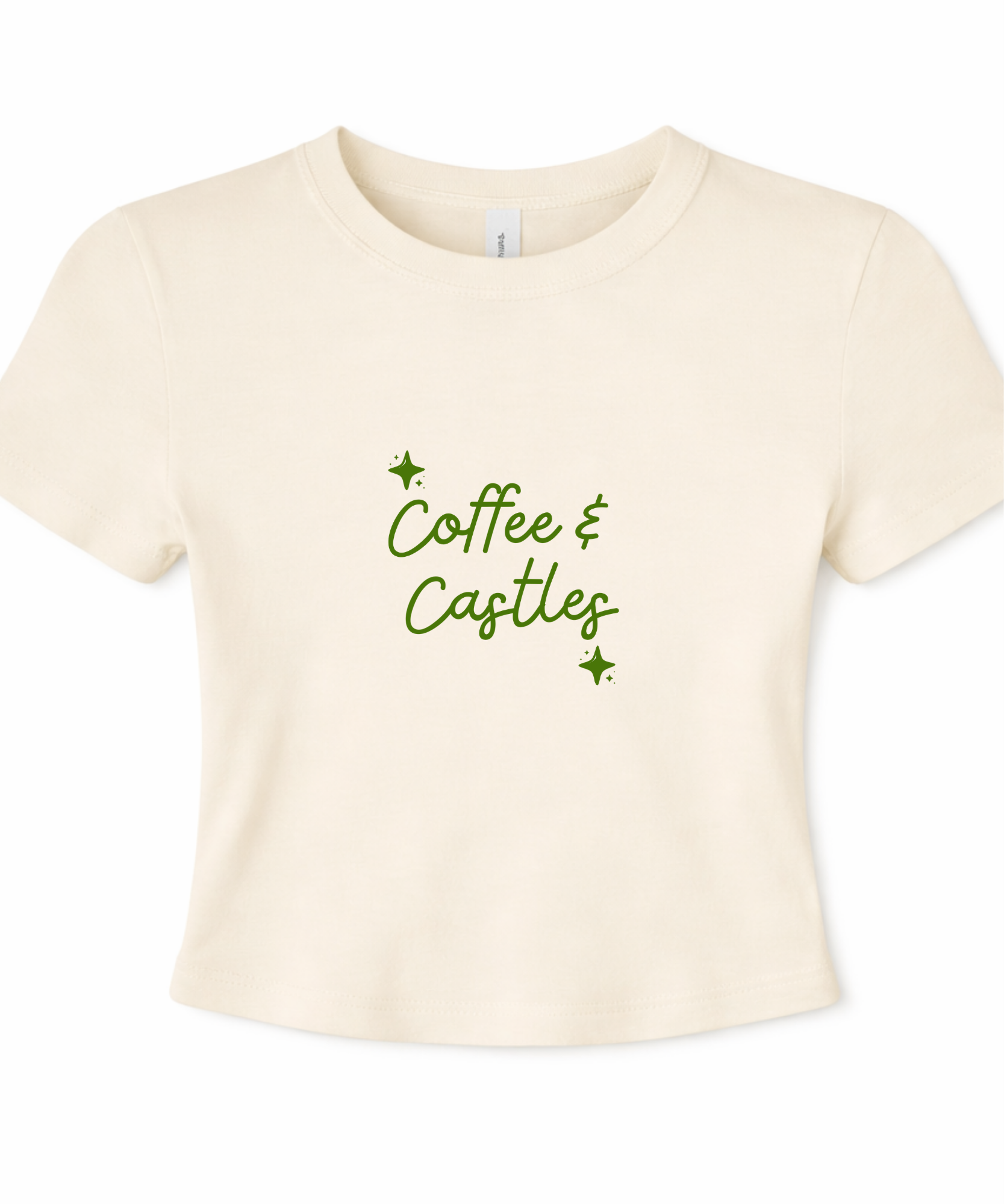 Coffee & Castles Exclusive - Cropped Baby Tee - Natural/White
