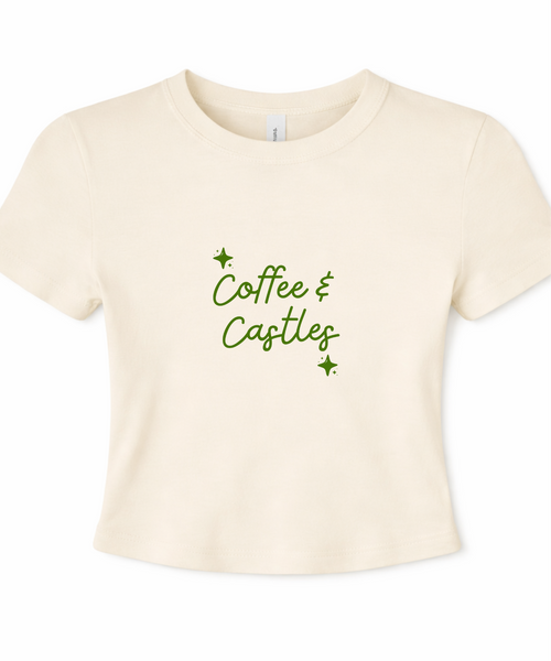 Coffee & Castles Exclusive - Cropped Baby Tee - Natural/White