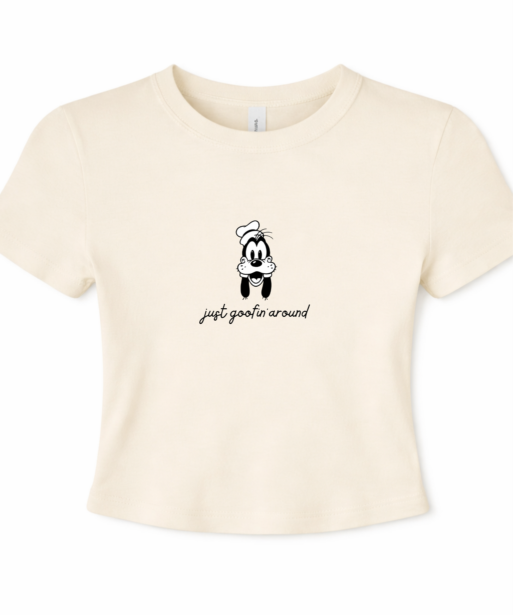 Just Goofin Around - Cropped Baby Tee/Cropped Vest - Natural