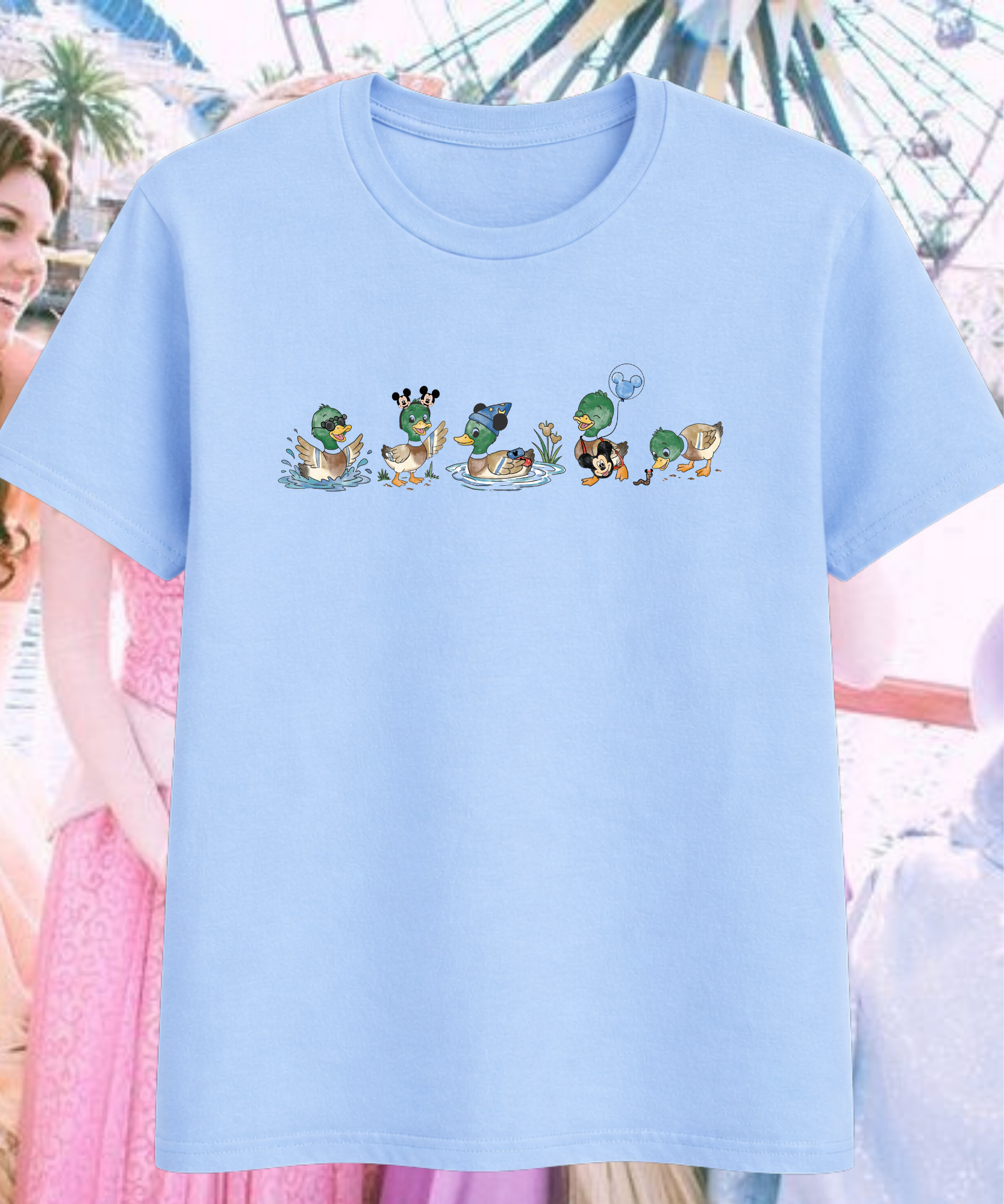Disney Ducks In A Row Exclusive - Tshirt - White/Pink/Blue
