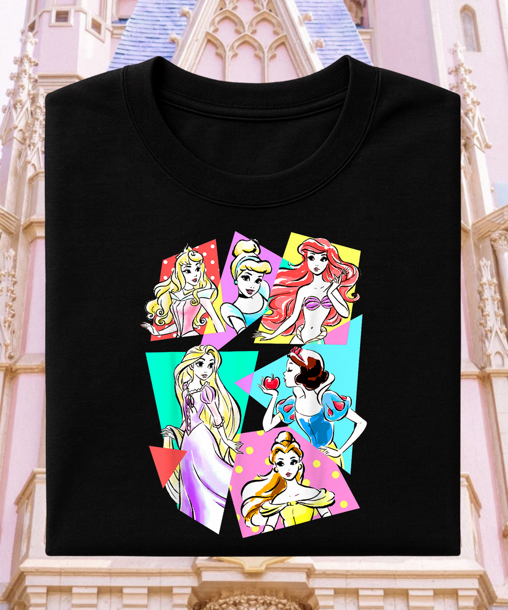 Neon Pop Art Princesses - Tshirt - Black/White