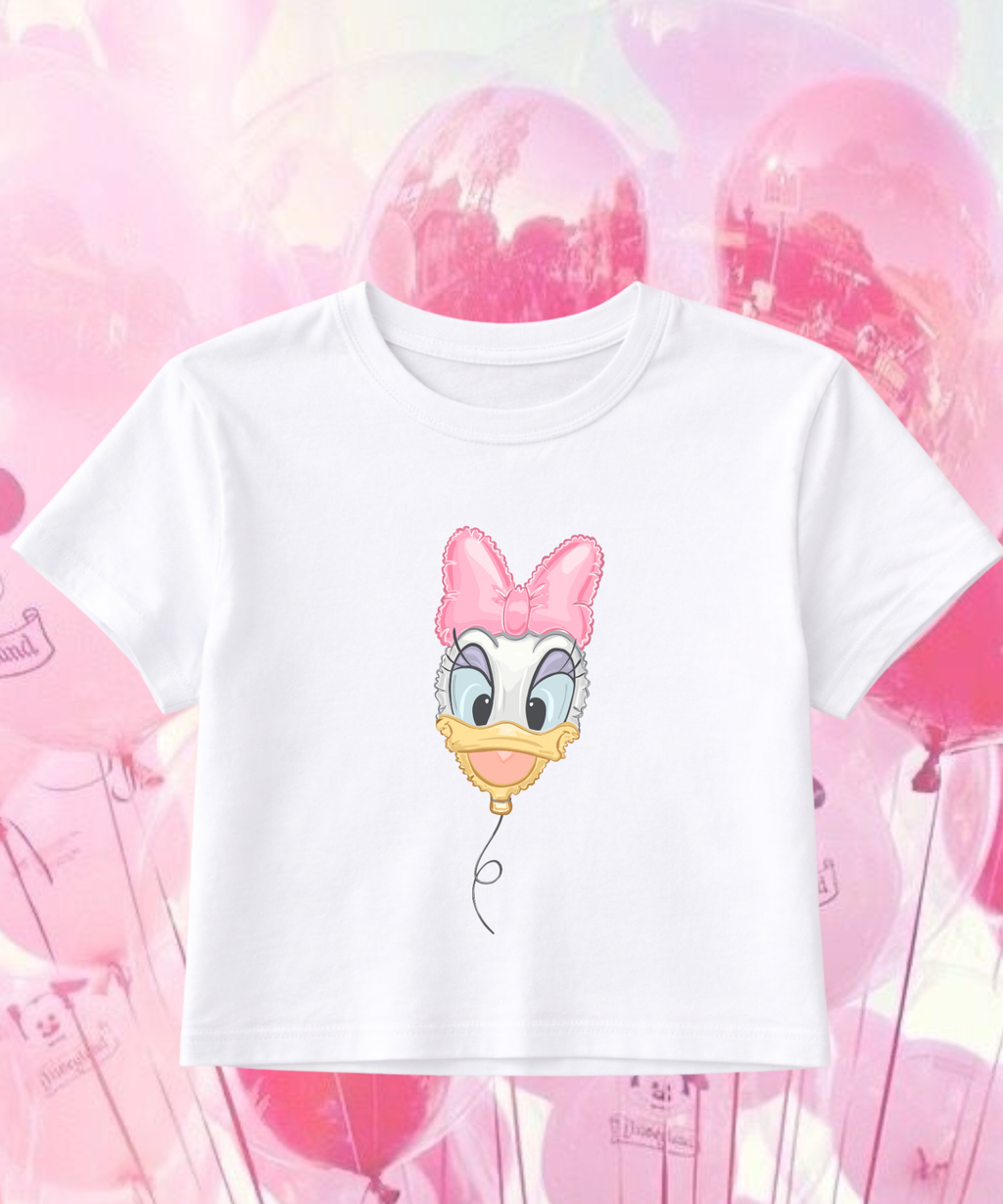 Donald/Daisy Balloons Cropped Tee/Cropped Vest - White