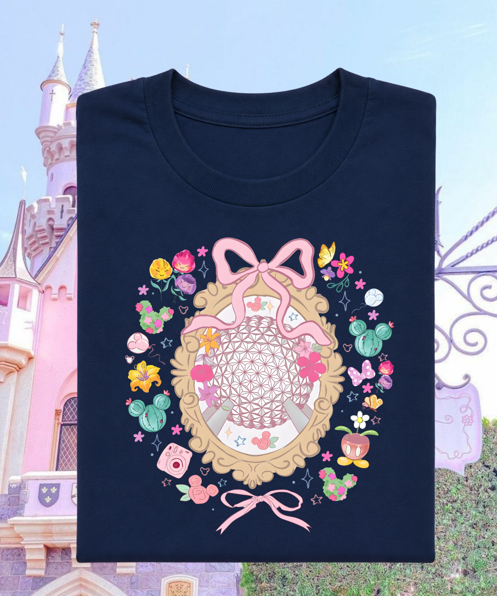 Epcot Flowers - Tshirt - Pink/Navy/Black