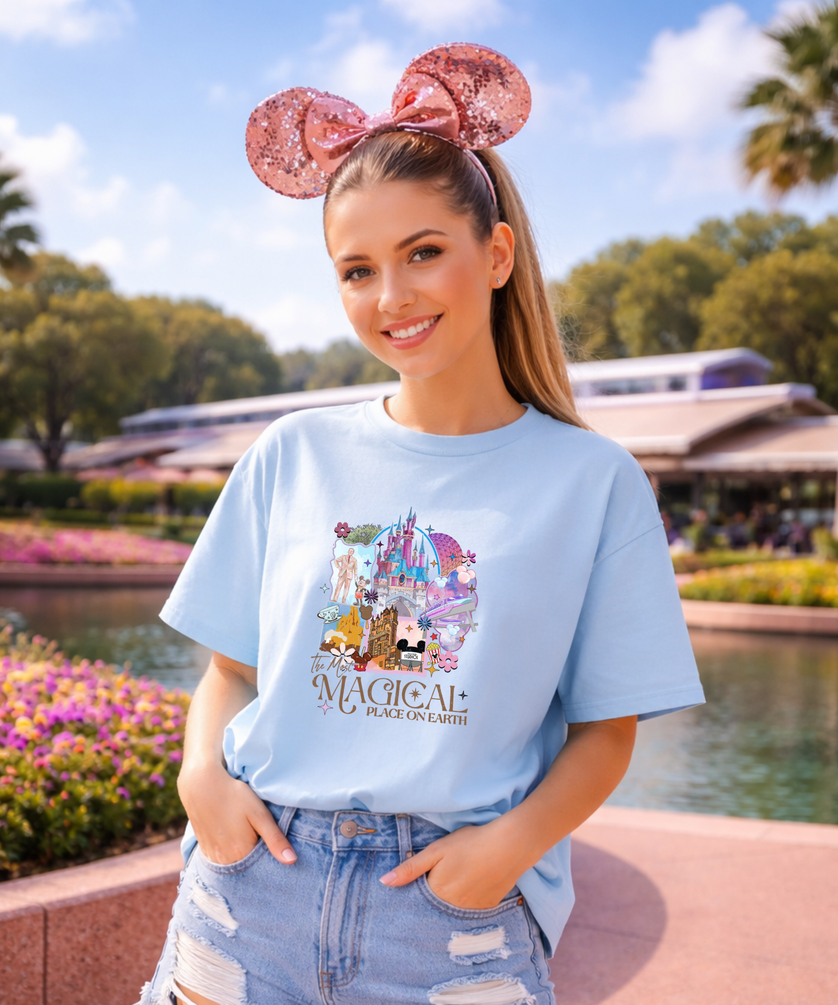 Magical Place - Tshirt - White/Pink/Blue