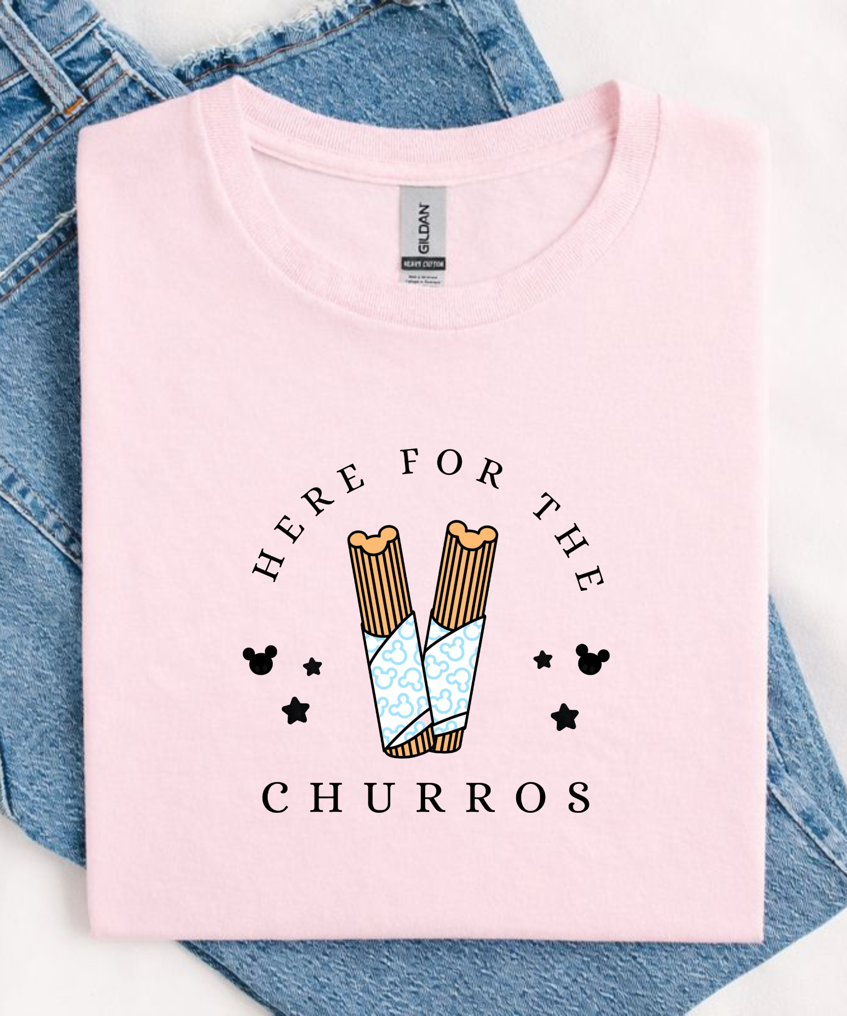 Here For The Churros - Tshirt - White/Pink