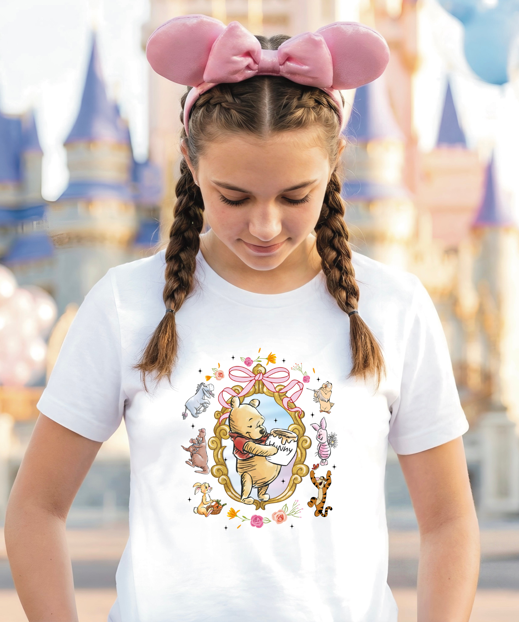 Whimsical Pooh & Friends - Tshirt/Sweatshirt - White/Pink