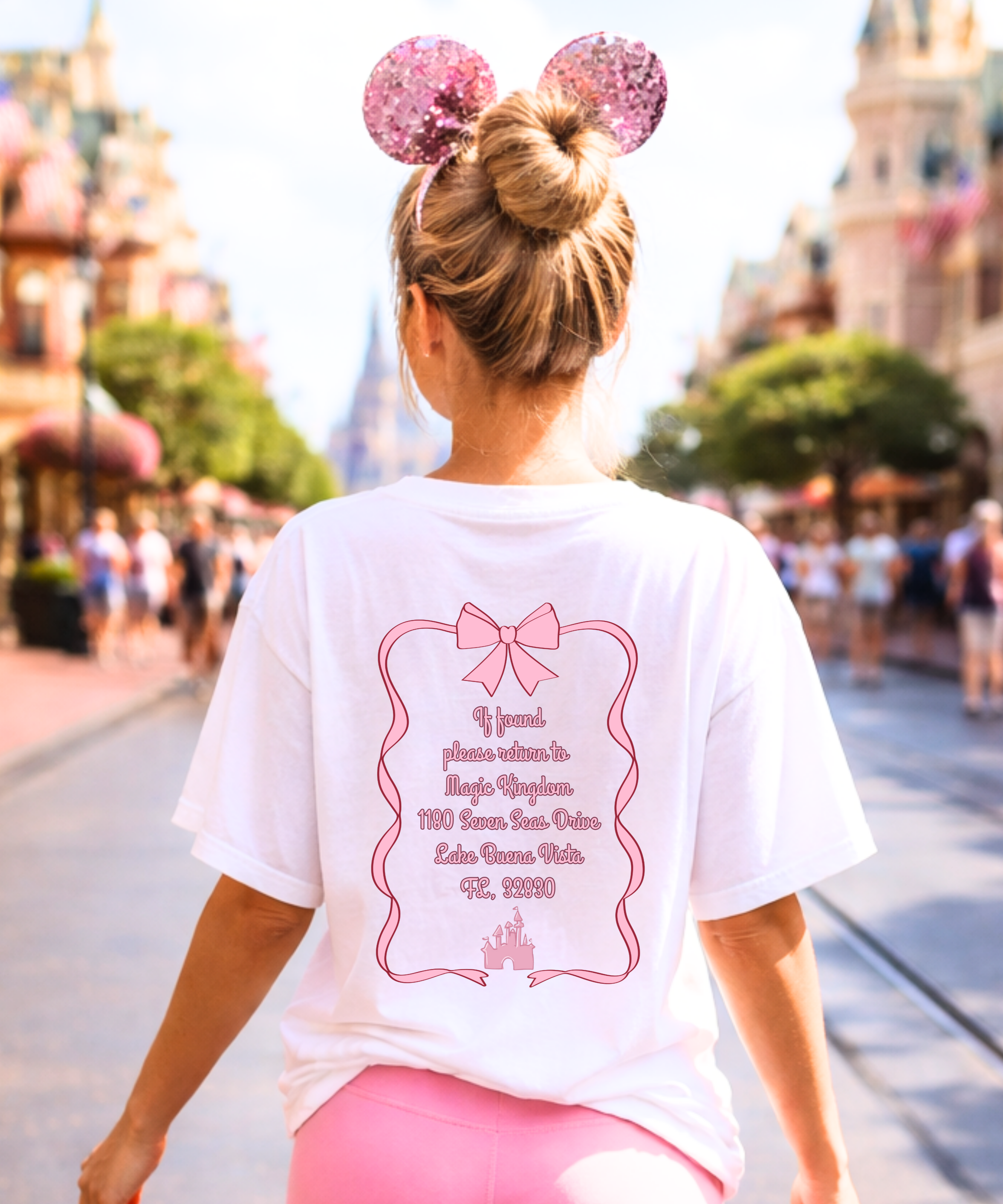 If Found Please Return To MK Exclusive - Double Sided Tshirt - White/Pink