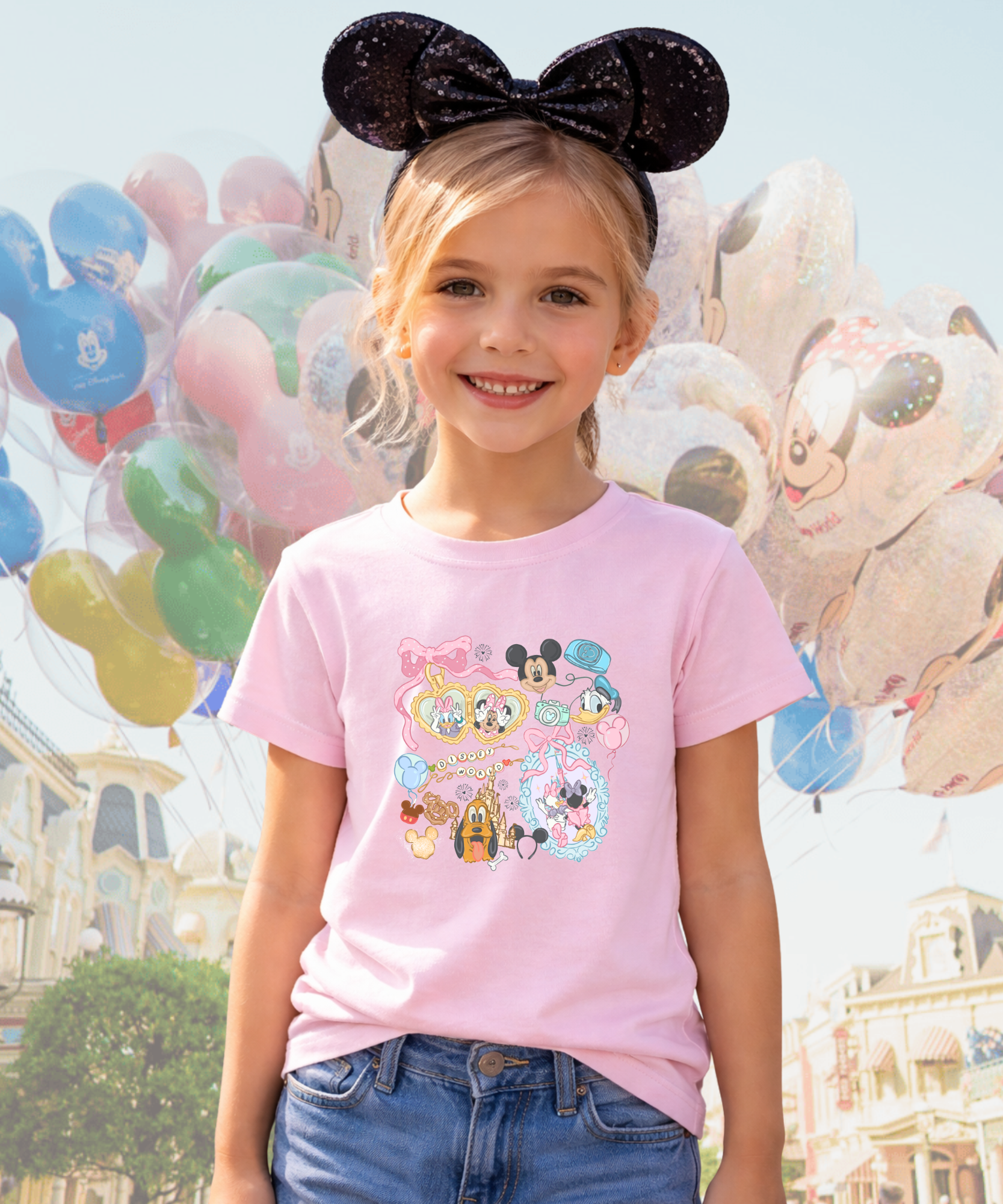 DNY WDW Mouse Locket - Tshirt/Sweatshirt - White/Pink