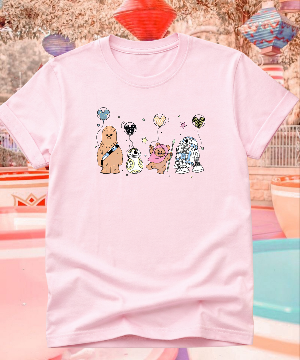 Chewie & Friends - Tshirt - White/Pink/Hot Pink