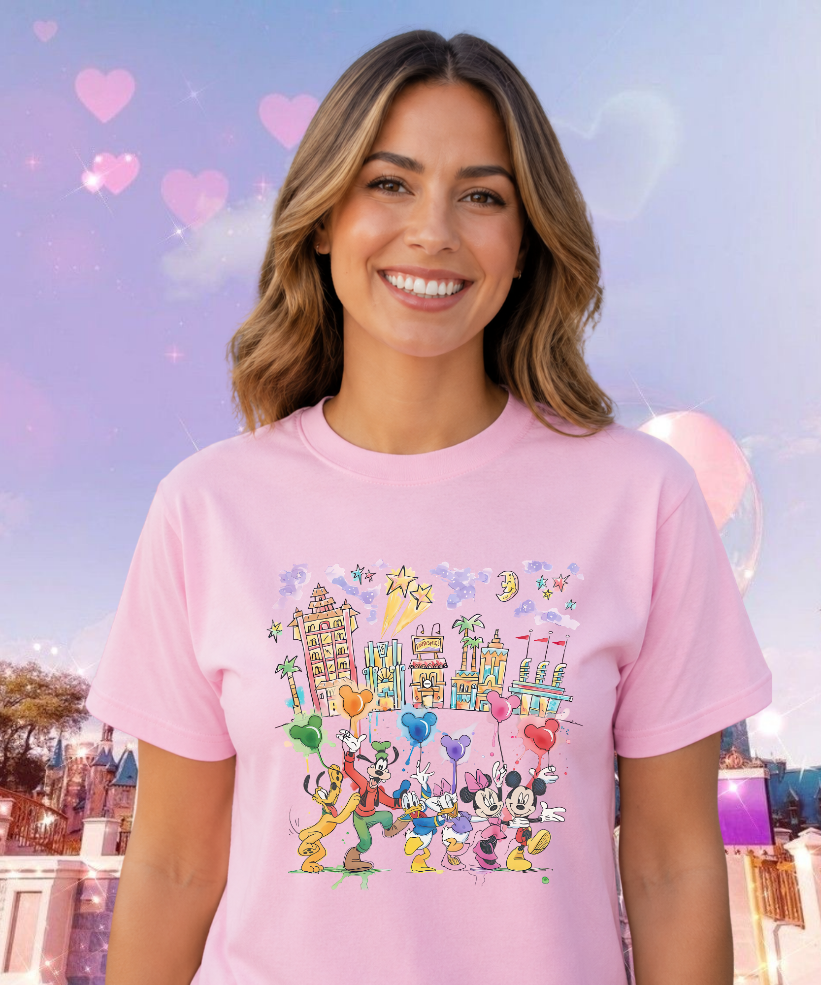Mickey & Friends Studios - Tshirt - White/Pink/Red