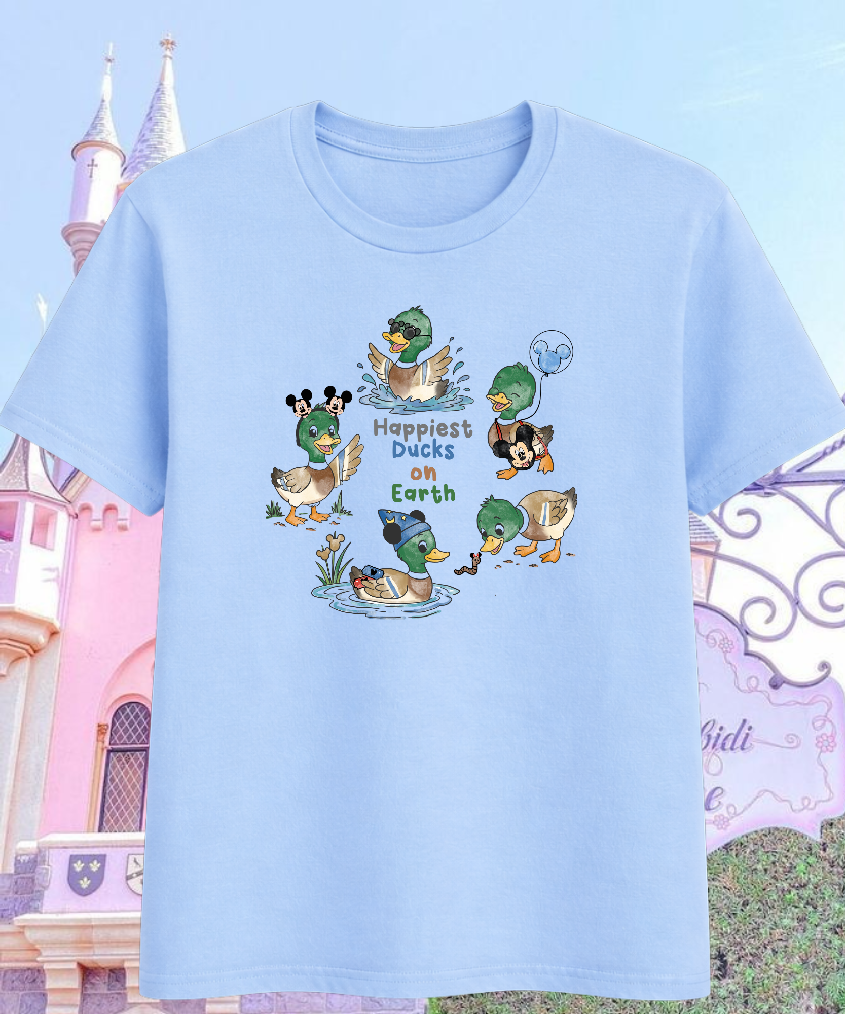 Happiest Ducks On Earth Exclusive - Tshirt - White/Pink/Blue