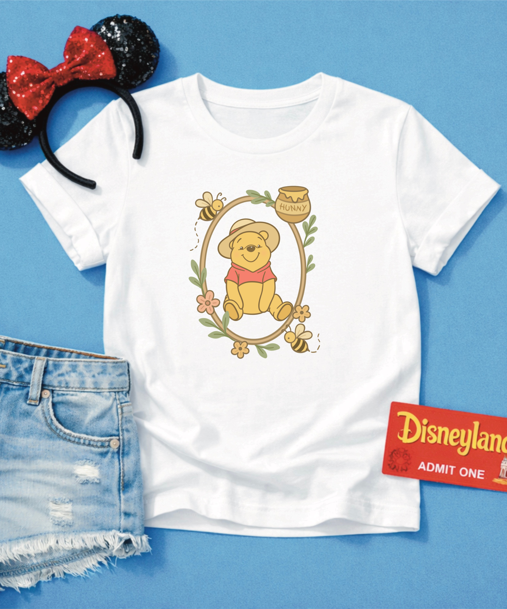 Summer Pooh Bear - Tshirt - White/Pink