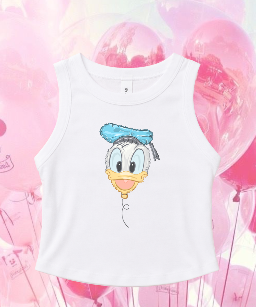 Donald/Daisy Balloons Cropped Tee/Cropped Vest - White