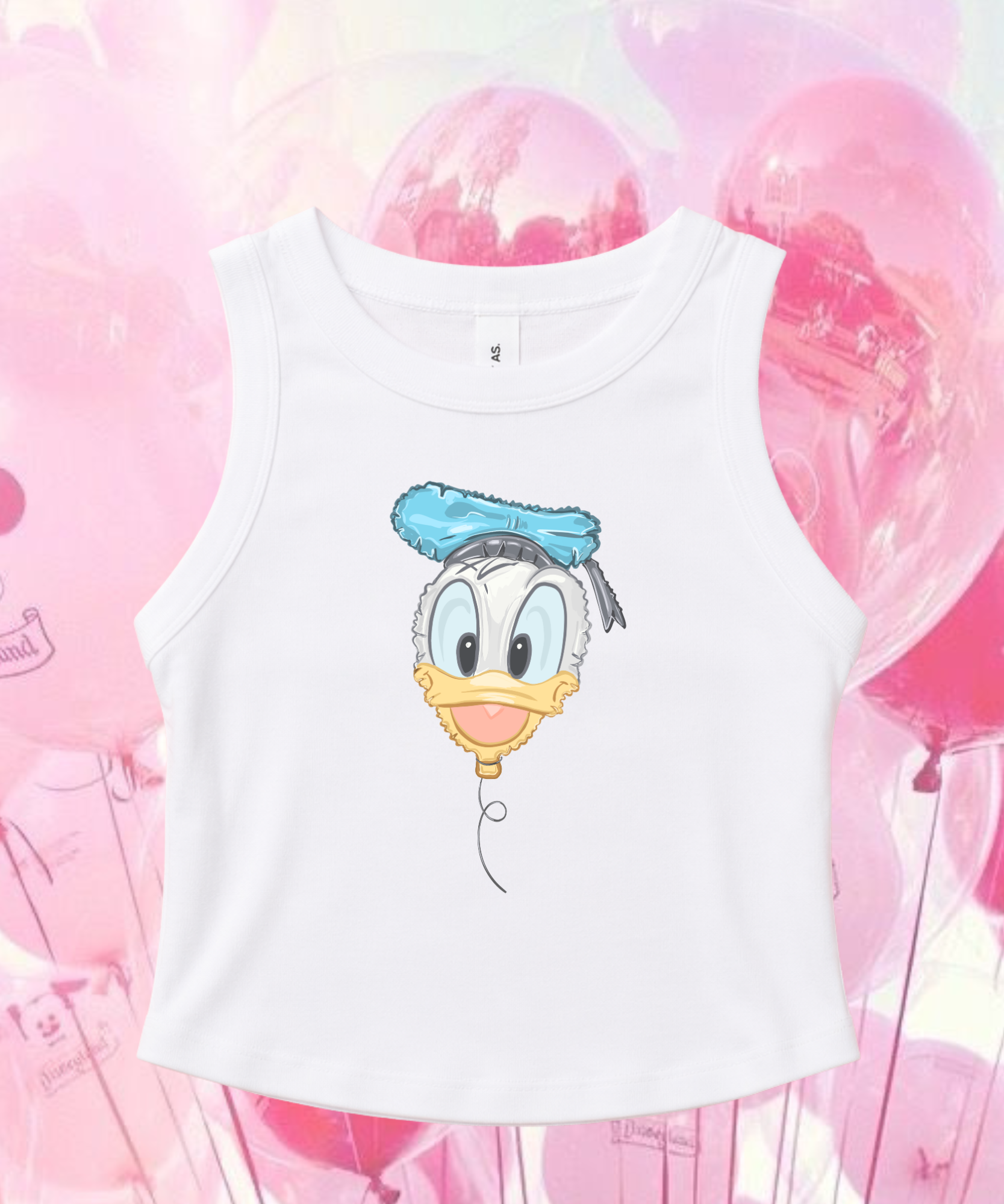 Donald/Daisy Balloons Cropped Tee/Cropped Vest - White