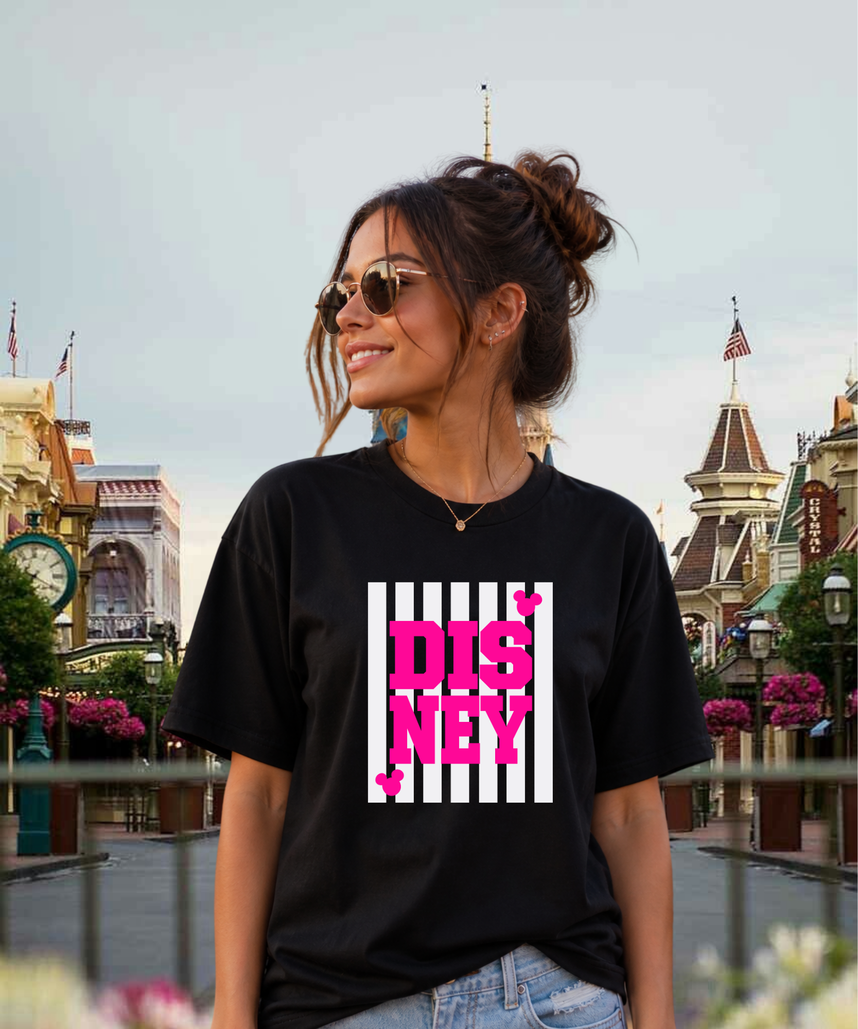 DNY Stripes - Tshirt/Sweatshirt - Pink/Black