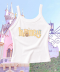 Honey - Cropped Tee/Spaghetti Strap Tank Top - White/Red