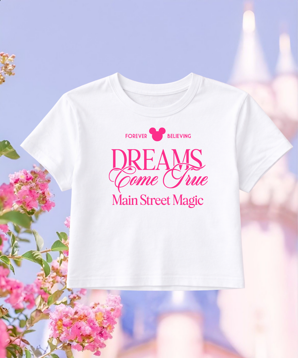 Dreams Come True - Cropped Tee/Spaghetti Strap Tank Top - White