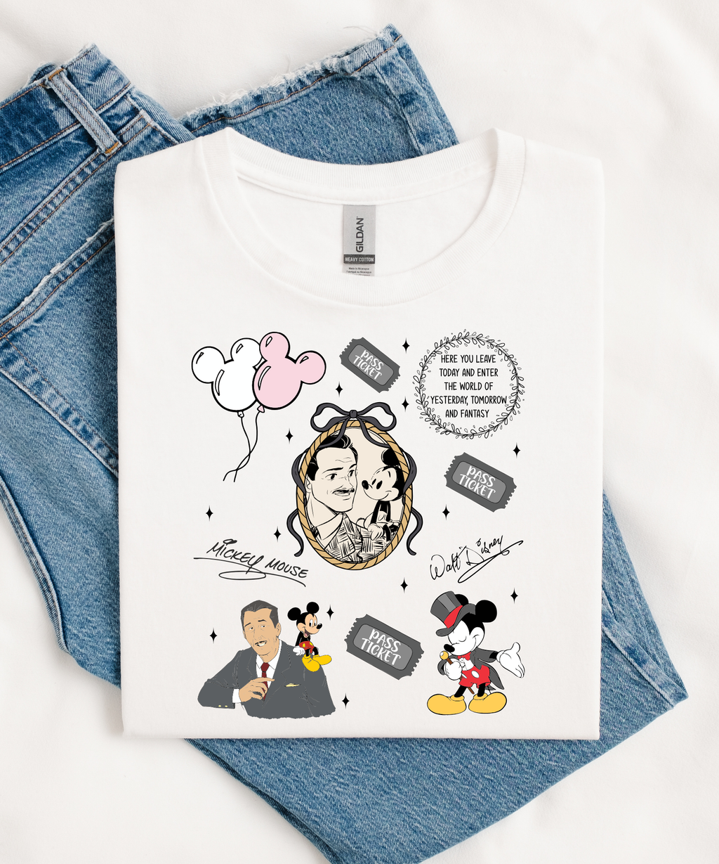 Walt & Mickey Coquette - Tshirt - Pink/White/Blue