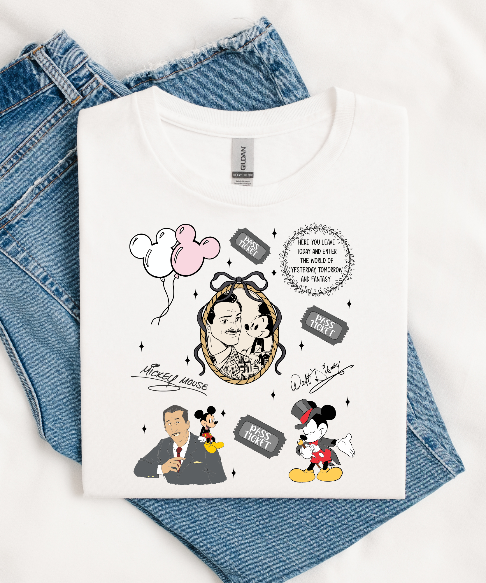 Walt & Mickey Coquette - Tshirt - Pink/White/Blue
